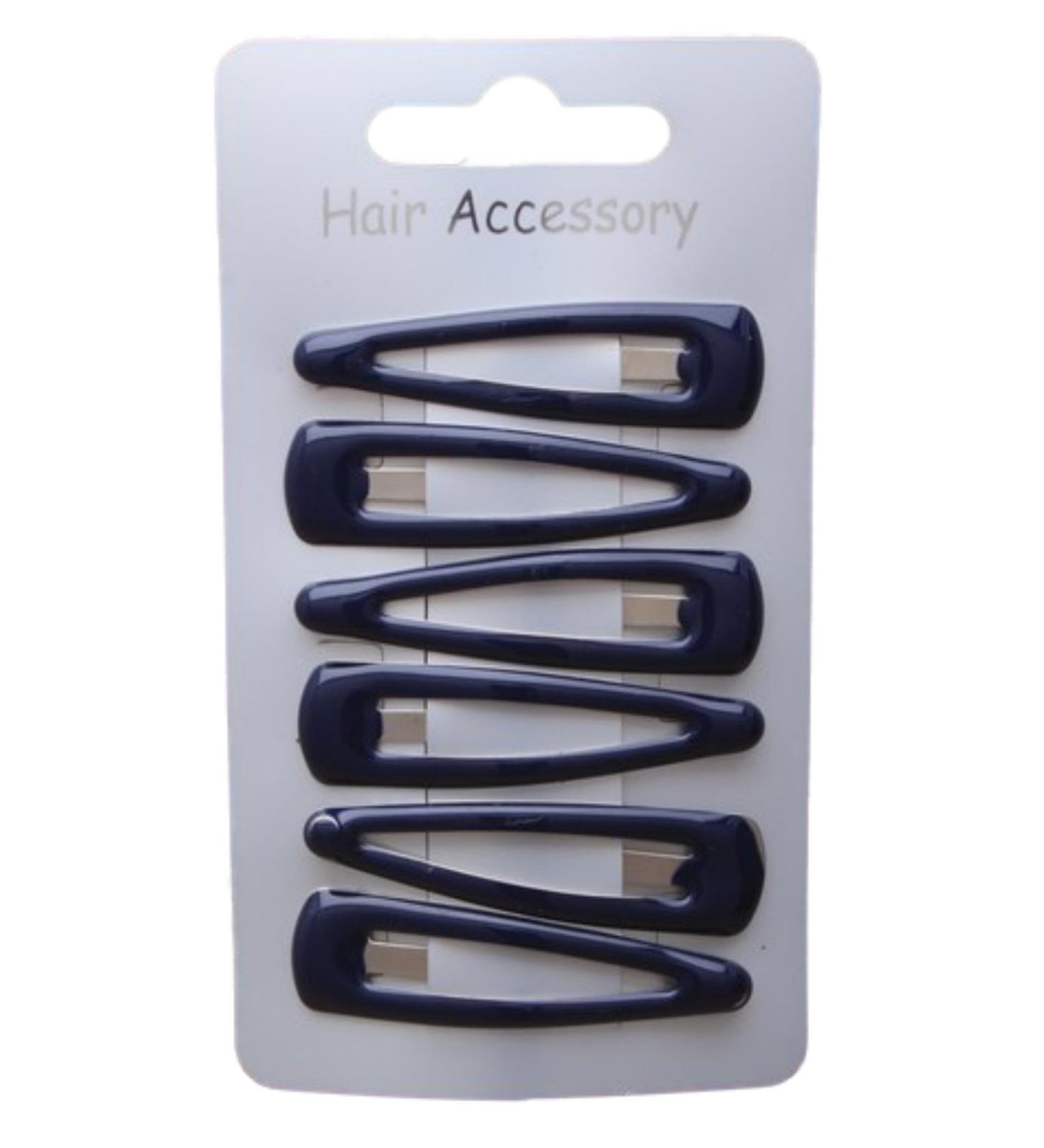 Set of 6 Navy Blue Hair Clips Snap Bendies Sleepies 5cm (2) by Pritties Accessories