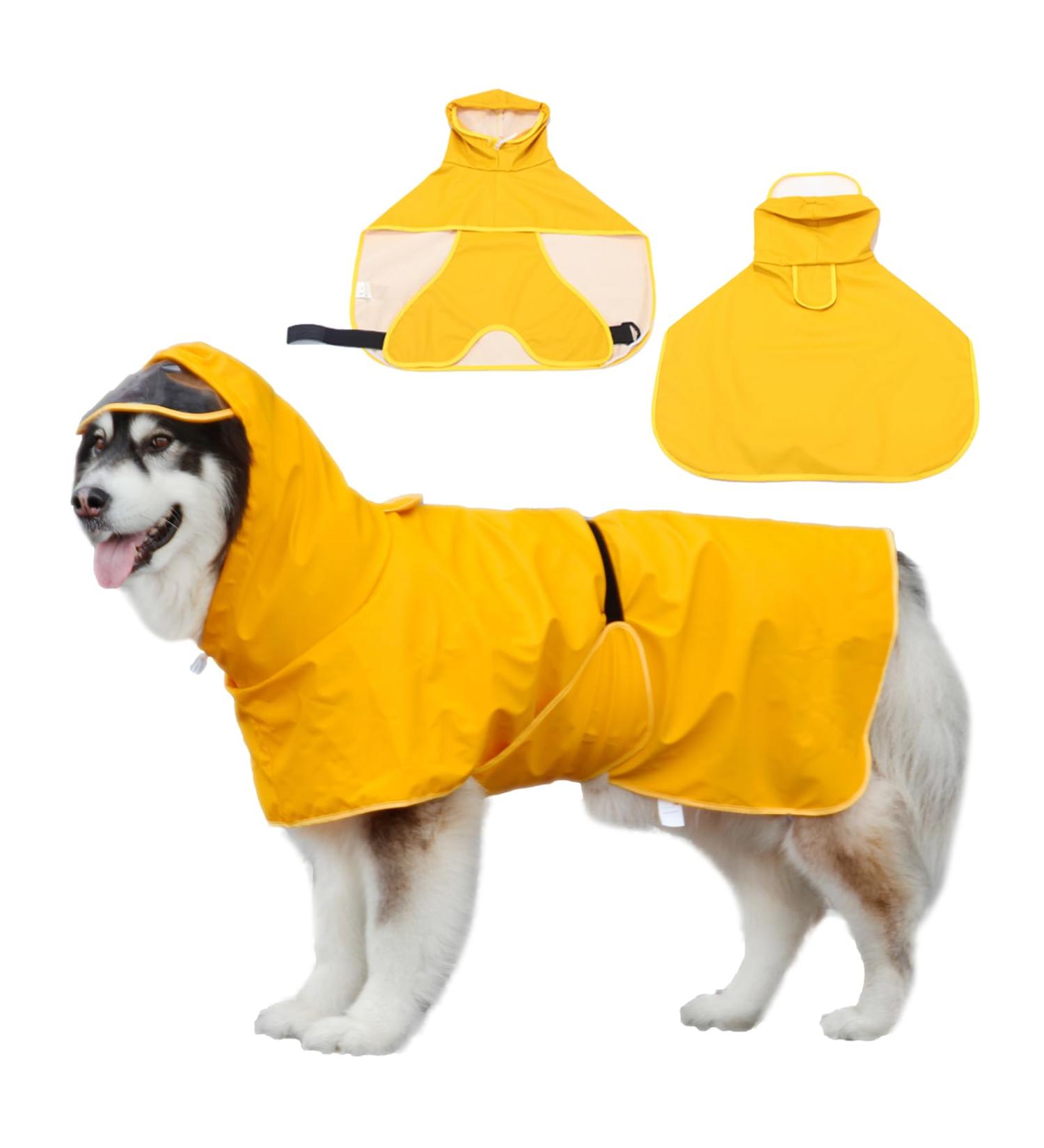 Buy Wufanc Yellow Raincoat Dog - Waterproof Jacket with Transparent Hood for All Dog Sizes (7XL) - Buy Online on GoSupps.com