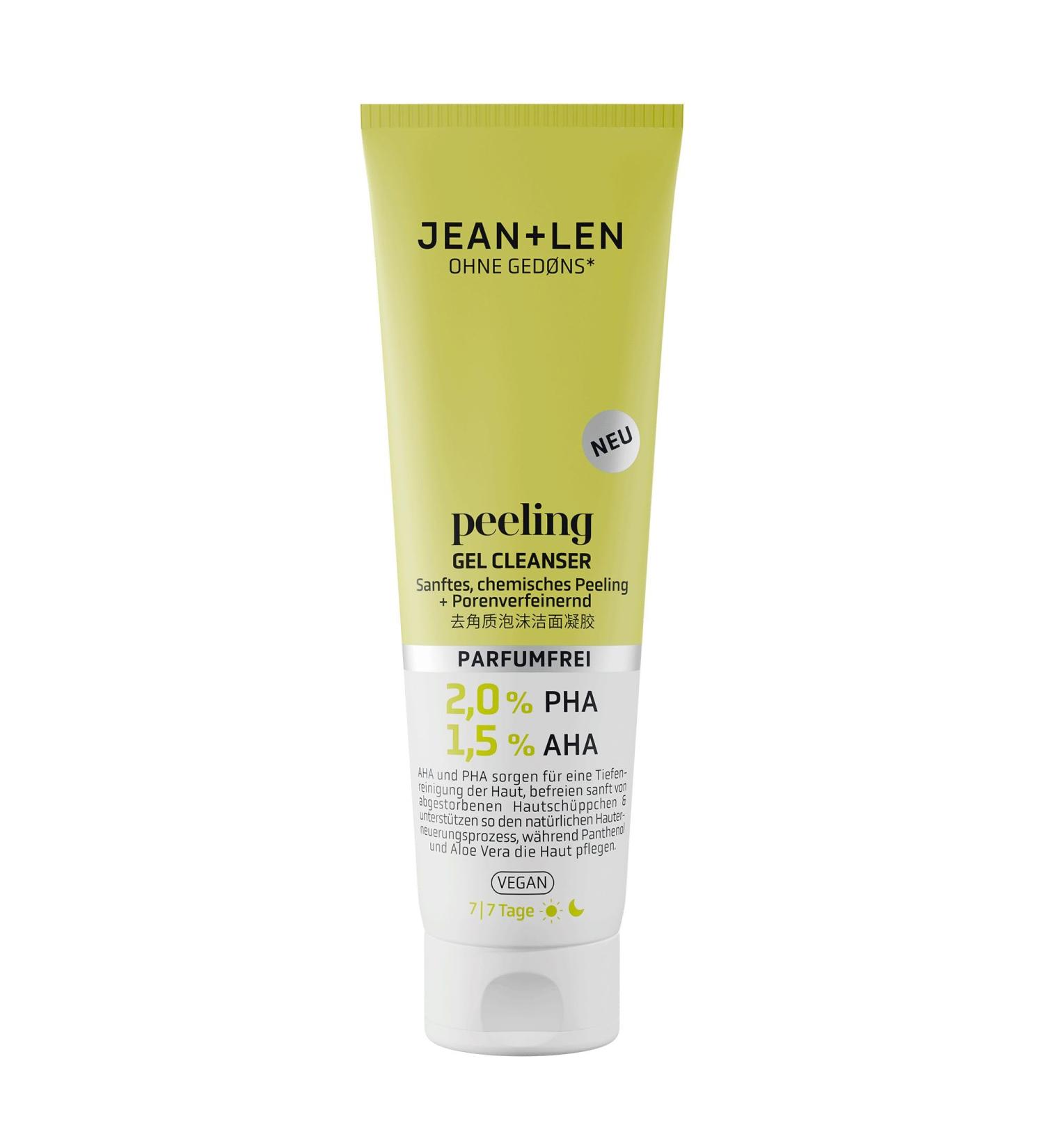 Jean & Len Peeling Gel Cleanser id al pour tous les types de peau lib re la peau en douceur des cellules mortes Peeling chimique sans parfum Gel nettoyant v g talien 125 ml 125 ml (Lot de 1) - Buy Online on GoSupps.com