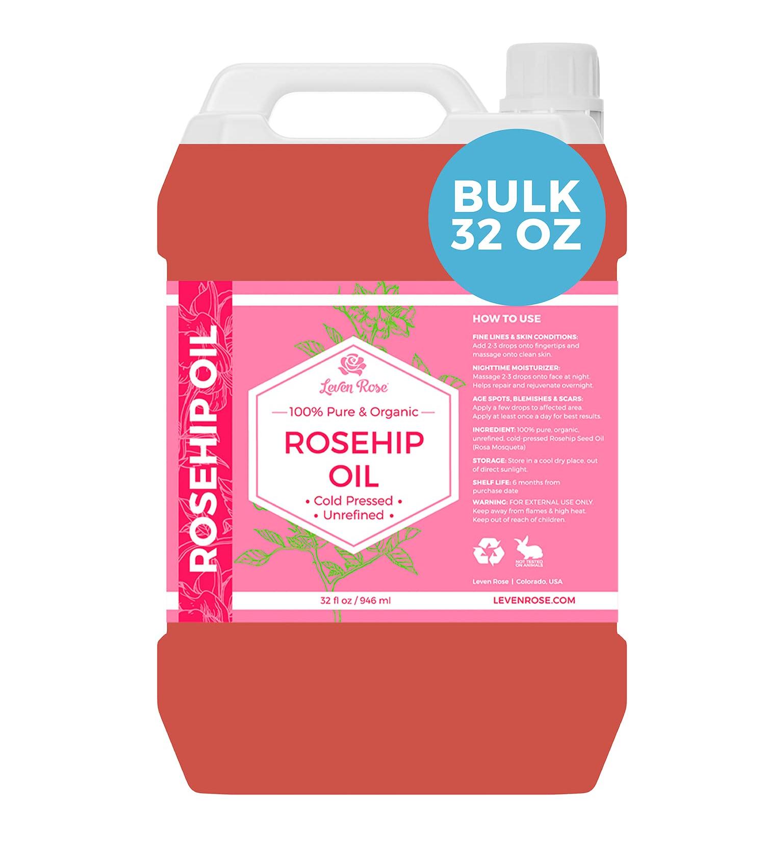Leven Rose 32 oz Bulk Wholesale Organic Rosehip Seed Oil - 100% Natural - Buy Online on GoSupps.com