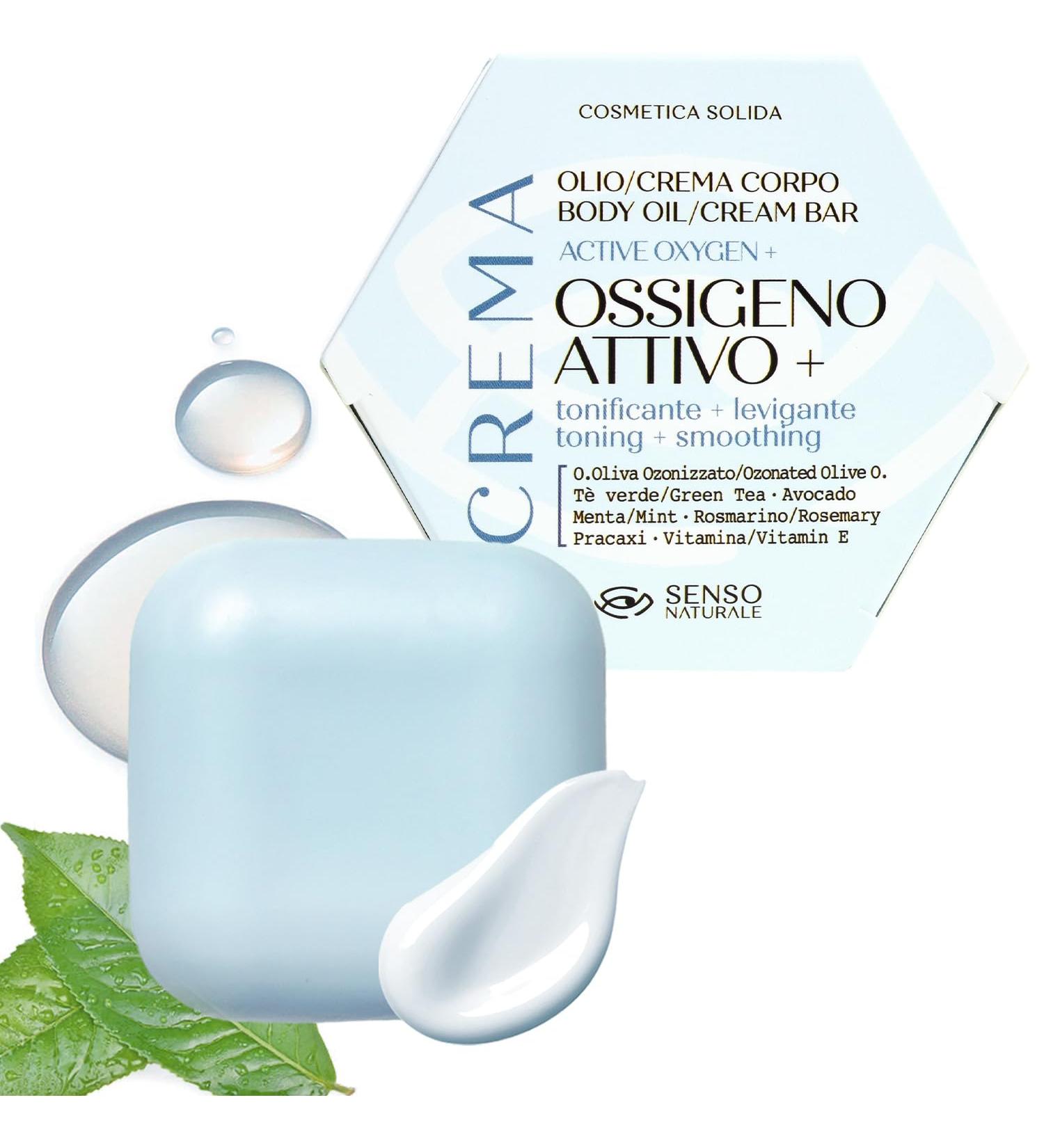 SENSO NATURALE Solid Body Oil ACTIVE OXYGEN - Toning Cream Scented Firming - Draining Smoothing and Elasticating Anti-Cellulite Skin - Vitamin E - Vegan - Equivalent to 500ml Liquid - Buy Online on GoSupps.com