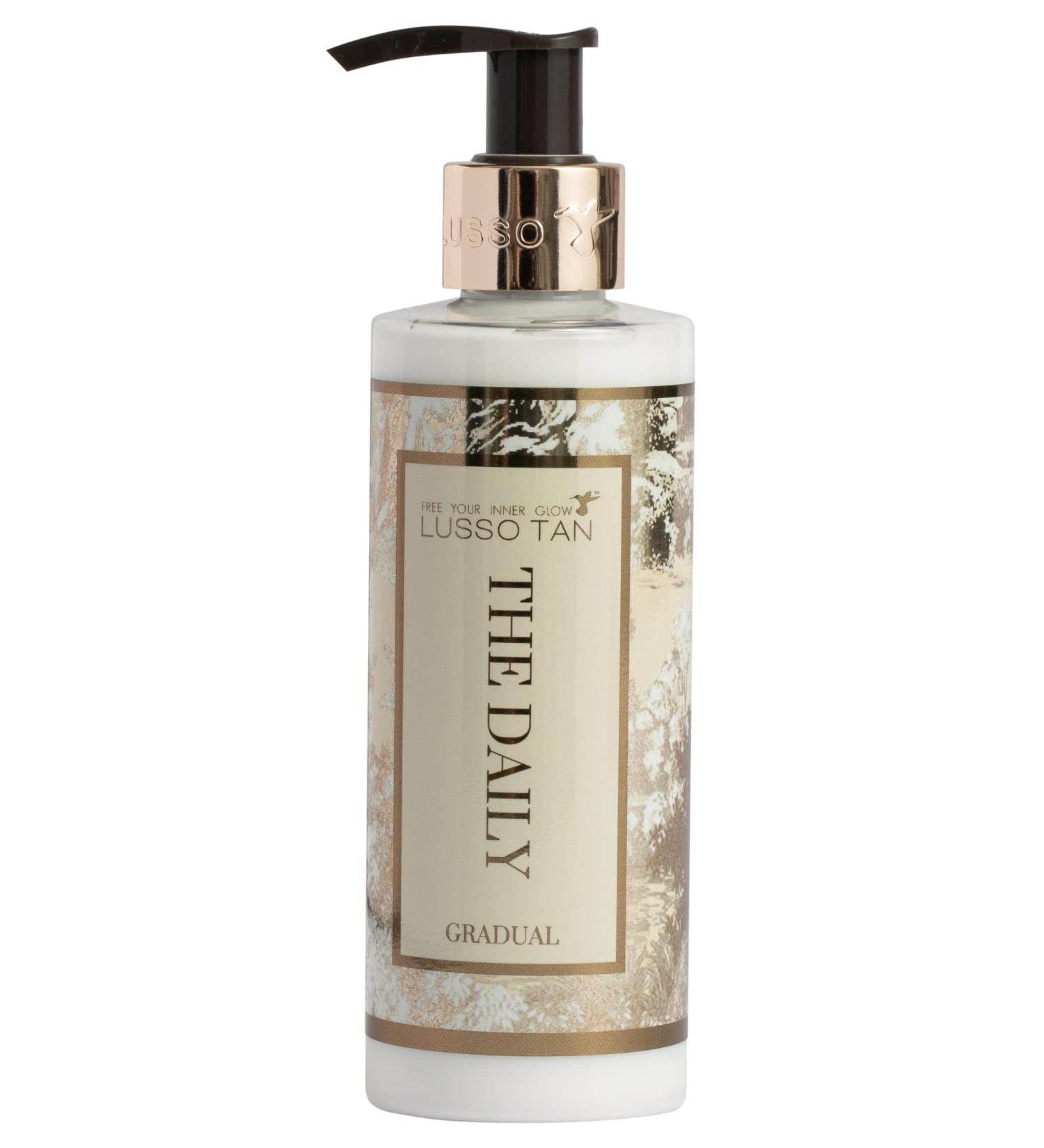 Daily Gradual Tanner 500ml Lusso Tan - Easily Absorbed Fake Tan for Face and Body. Streak-Free and Guide-Colour-Free Self Tan Skin Care Moisturiser Lotion. Organic Vegan and Cruelty-Free False Tan. Daily 500ml - Buy Online on GoSupps.com