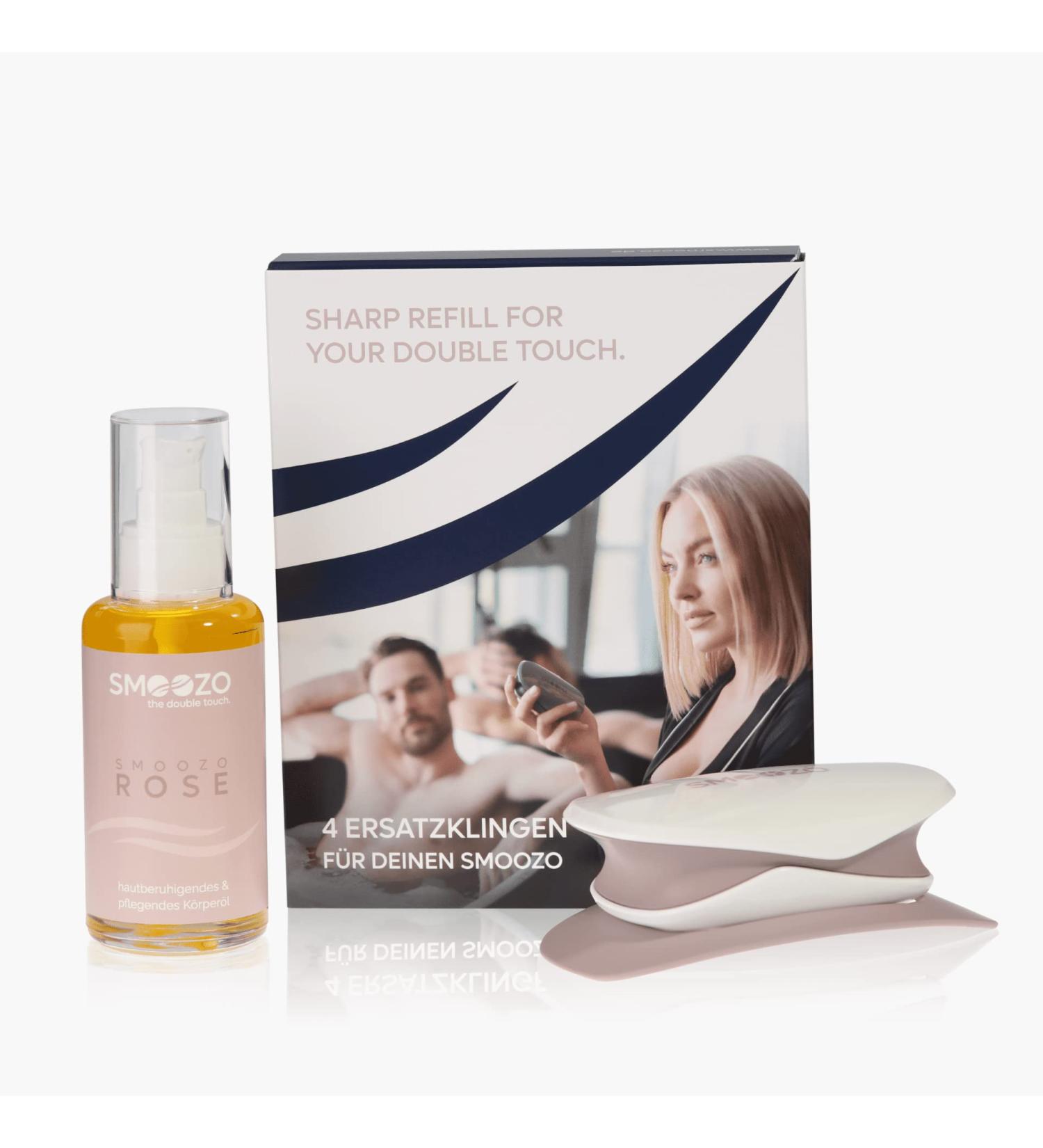 SMOOZO Bundle Body Razor Delicate Ros - Includes Design Tray Ros Care Oil & 4-Pack Replacement Blades - International Shipping Available - Buy Online on GoSupps.com