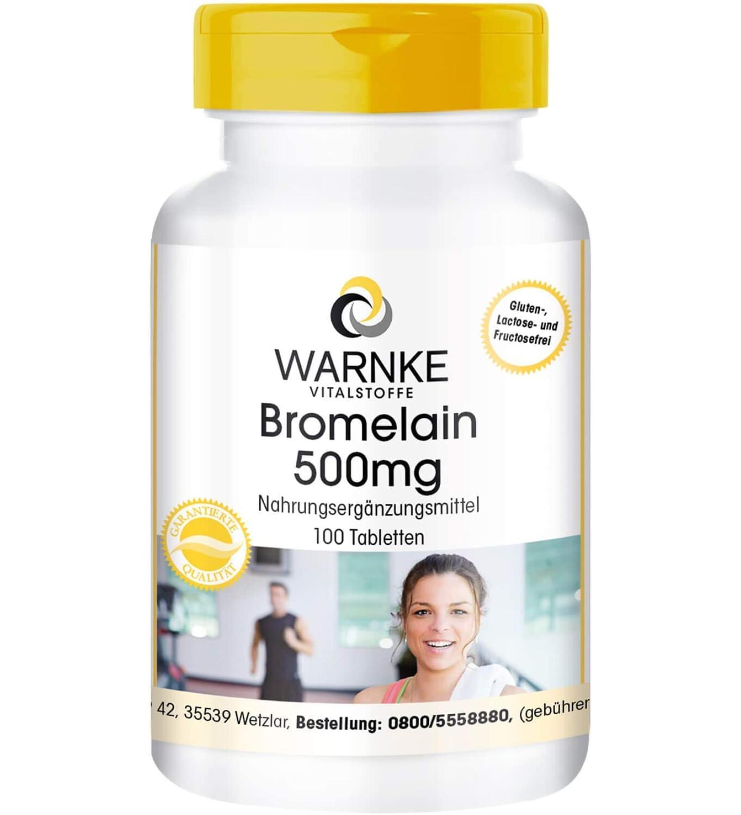 Bromelain 500mg - Natural Pineapple Enzyme | Vegan High Dose | 1200 F.I.P | Warnke Vital Substances | German Pharmacy Quality | 100 Tablets - Buy Online on GoSupps.com