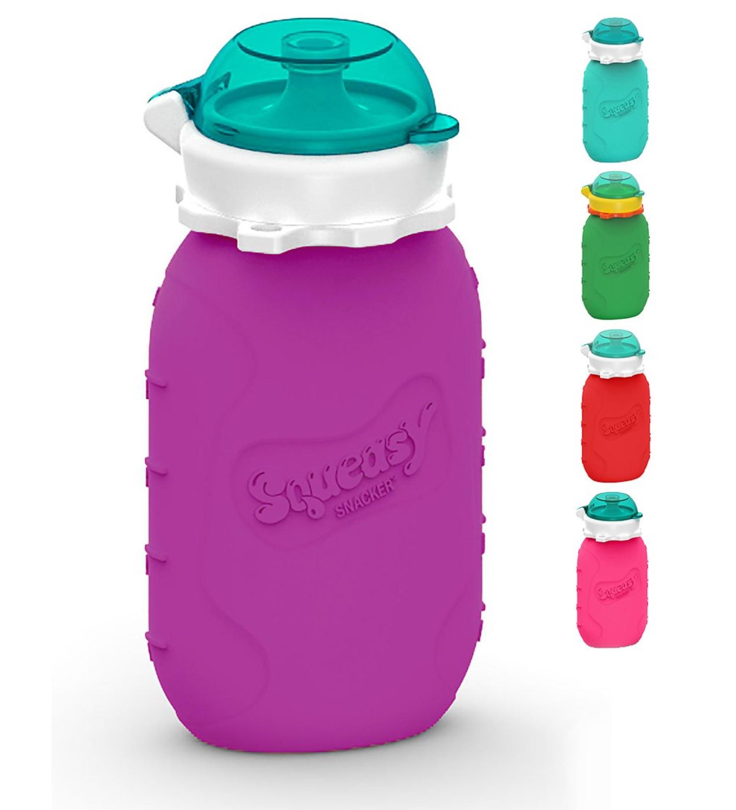 Squeasy Gear Squeasy Snacker 6 Oz - Purple | Reusable Silicone Squeeze Snack Pouch for Kids | Eco-Friendly & BPA-Free - Buy Online on GoSupps.com