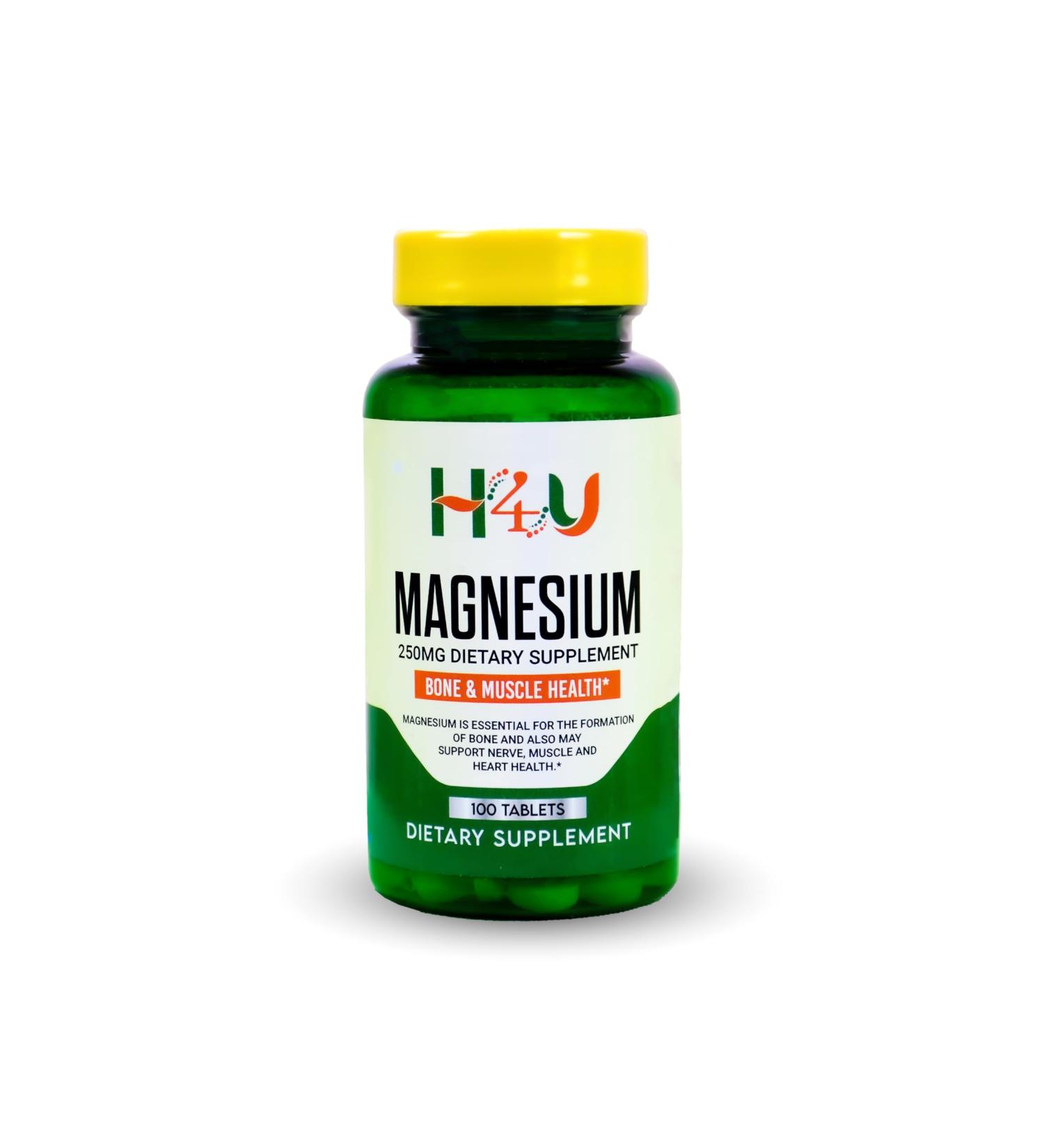 H4U - 4 TOP CARE Magnesium Bone & Muscle Health Dietary Supplement Tablets 250 mg 100 Count - Buy Online on GoSupps.com