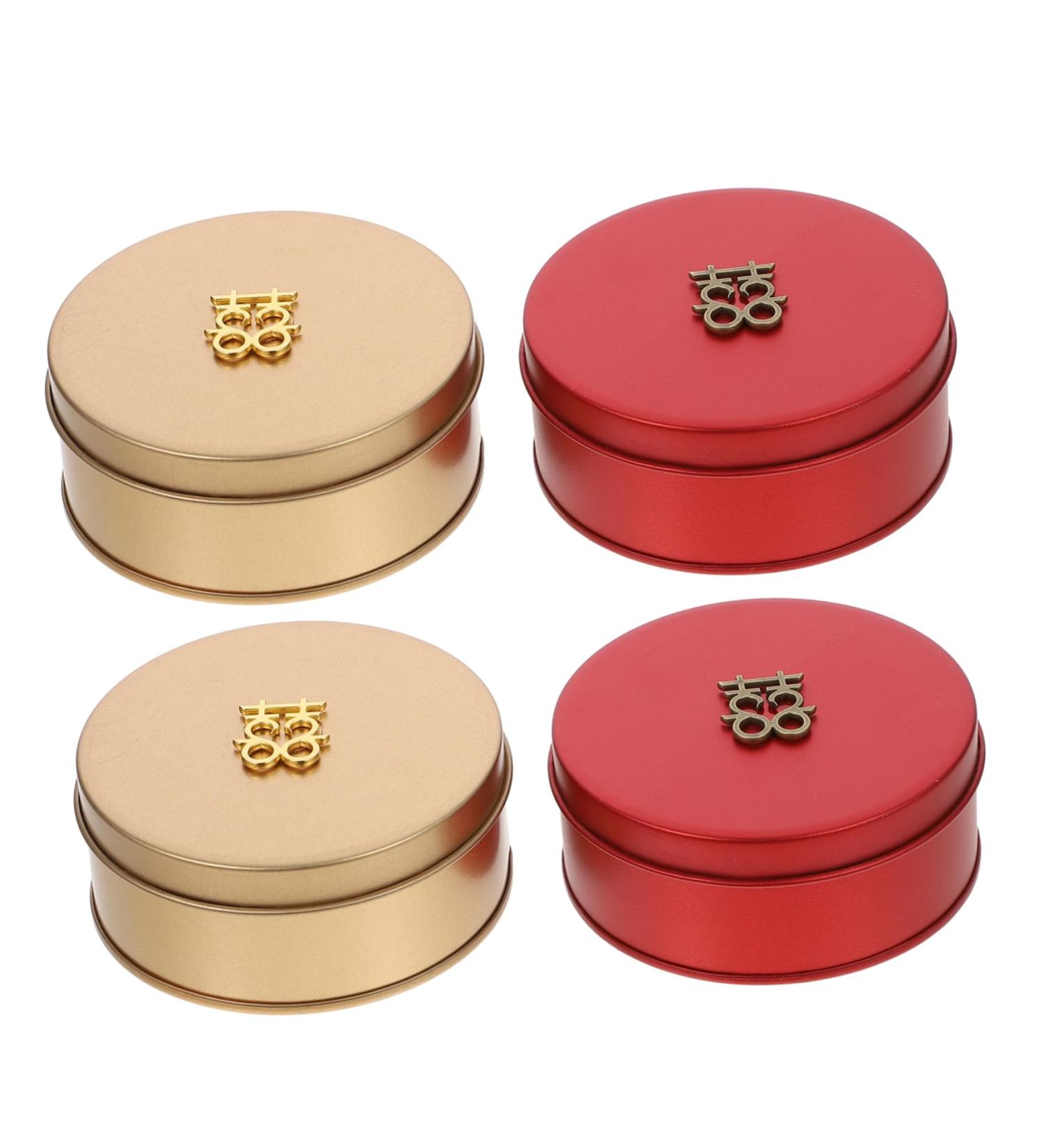 Alipis 4 pcs Aging Storage Candy Round Tinplate Delicate Sweets Wedding Cans Ing Candies Containers - Buy Online on GoSupps.com