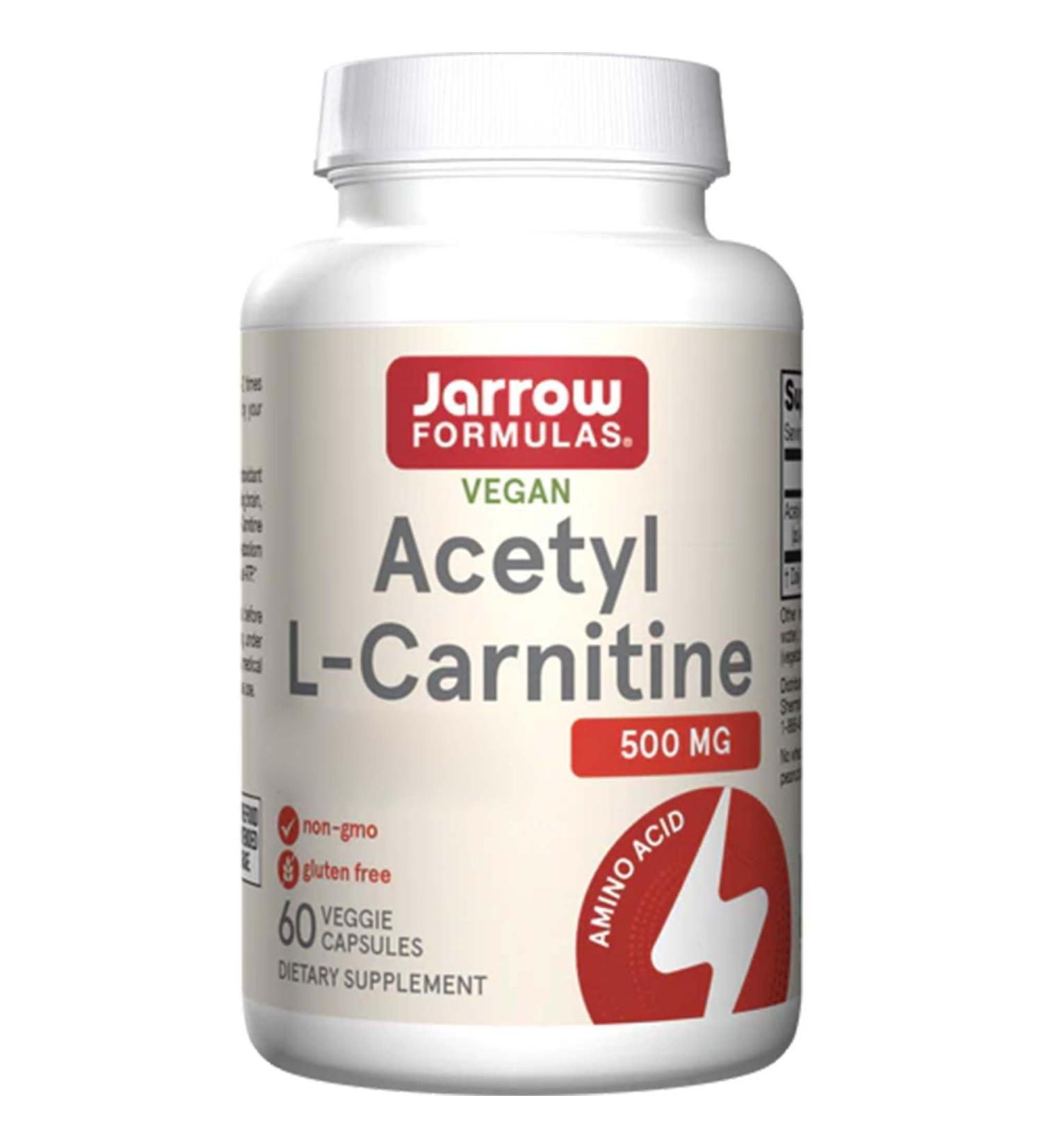 Jarrow Formulas Acetyl-L-Carnitine 500mg - High Dose Vegan Capsules (60) - Gluten-Free Vegetarian Non-GMO - Lab Tested for Quality - Buy Online on GoSupps.com