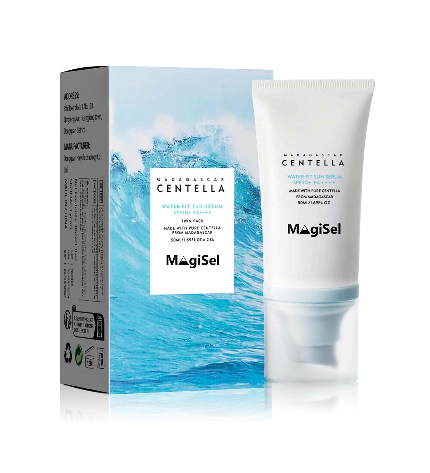 MagiSel Sunscreen Sunscreen Light Invisible Sunscreen SPF50+ Moisturizing Sun Cream Contains Centella asiatica UV Protection Water Resistant for Sensitive and Dehydrated Skin 50 ml