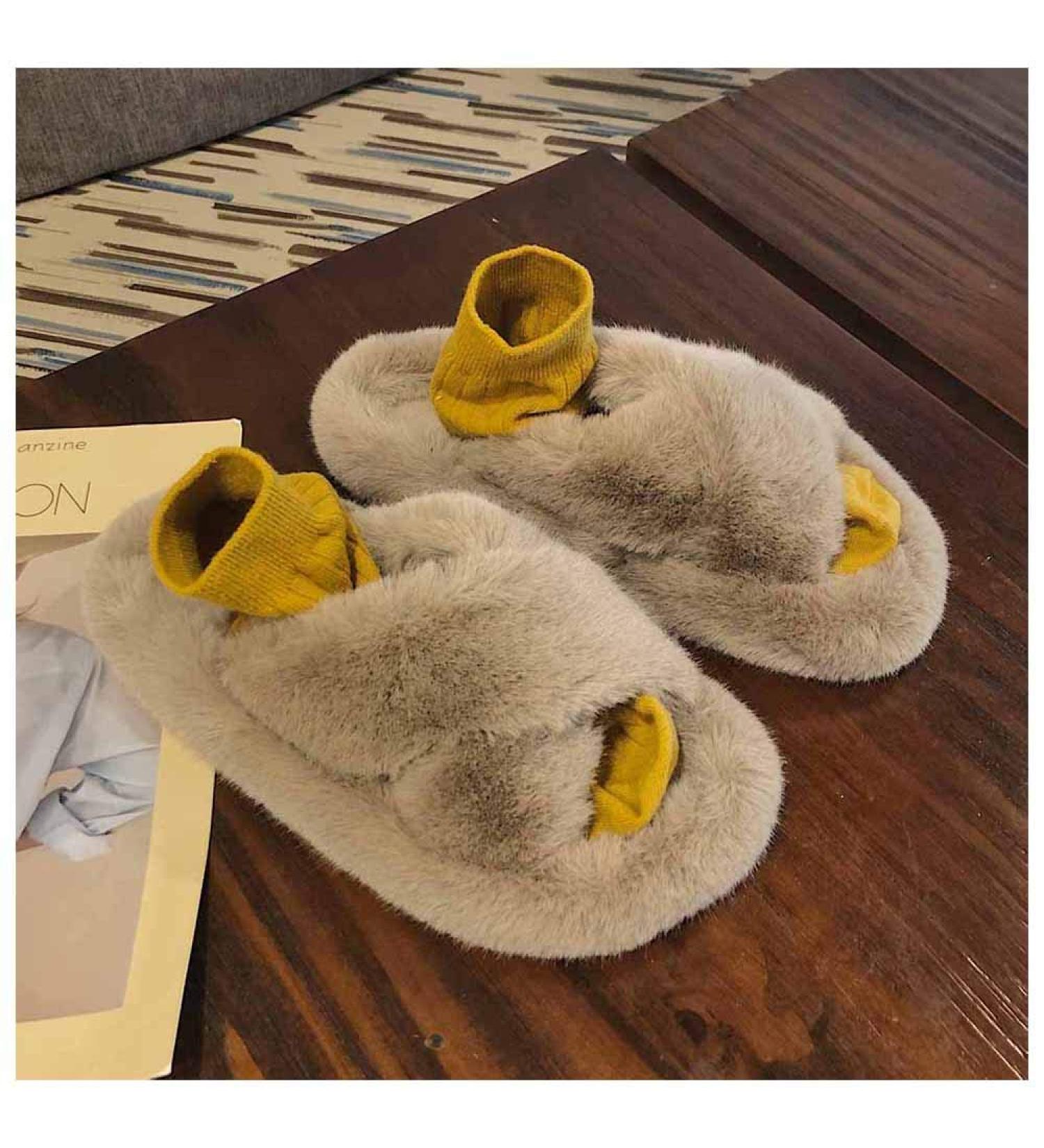 Fluffy Sliders Womens Furry and Fluffy Slippers for Women Indoor Slippers Autumn Winter Plush Flat Shoes for Women House Slippers for Indoor Outdoor Fashion Sandals (B 25CM) (A 25CM) - Buy Online on GoSupps.com