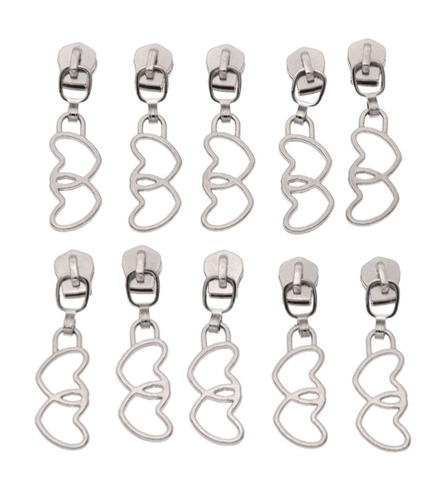 10Pcs Heart/Flower Metal Zipper Repair Kits - DIY Slider Head Accessories for Sewing Garments & Bags - Buy Online on GoSupps.com