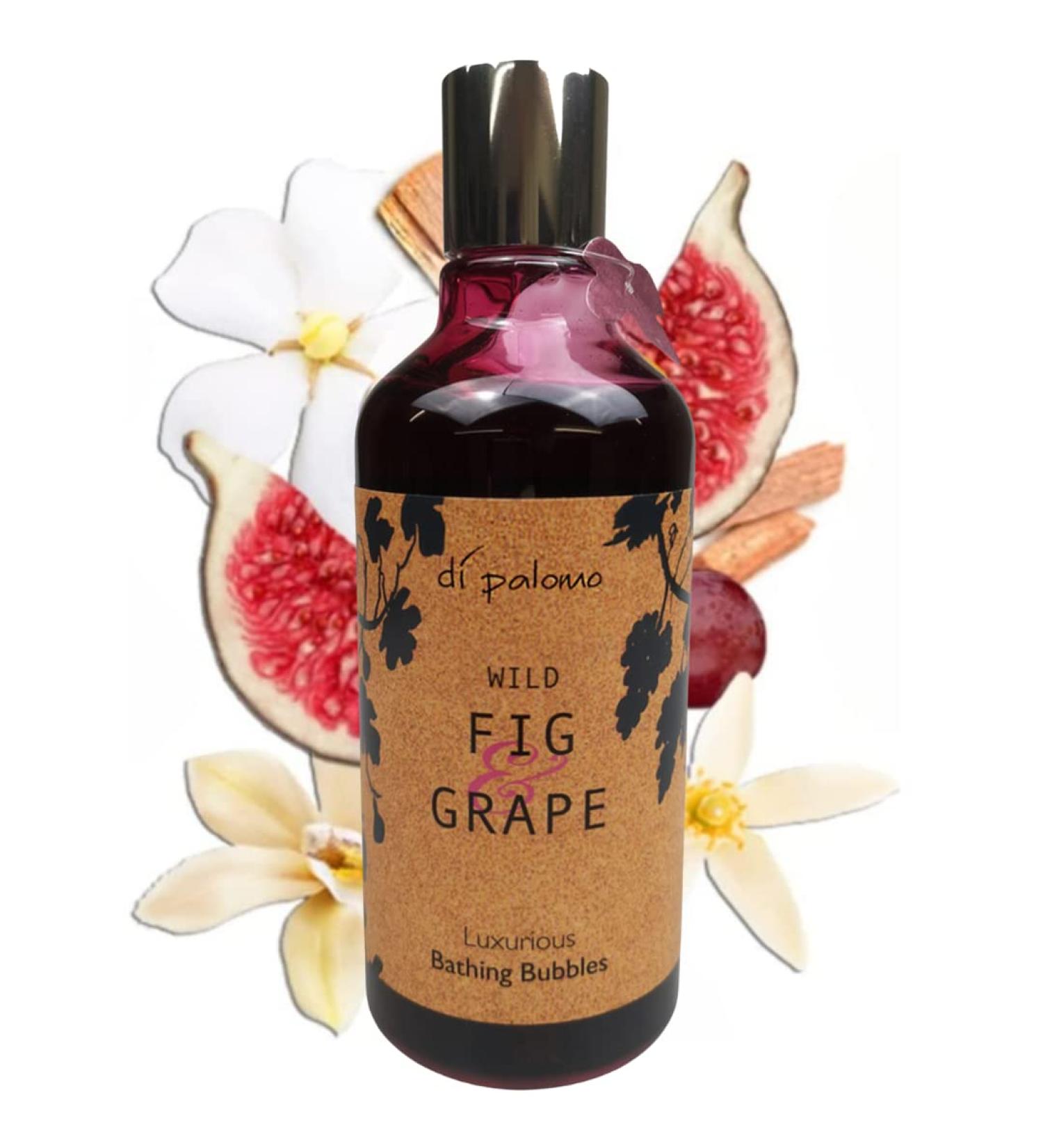 Di Palomo Vegan Wild Fig & Grape Bathing Bubbles 300ml - Foaming Bubble Bath & Luxury Shower Gel, Nourishing Skin Care, Gifts for Her - Buy Online on GoSupps.com