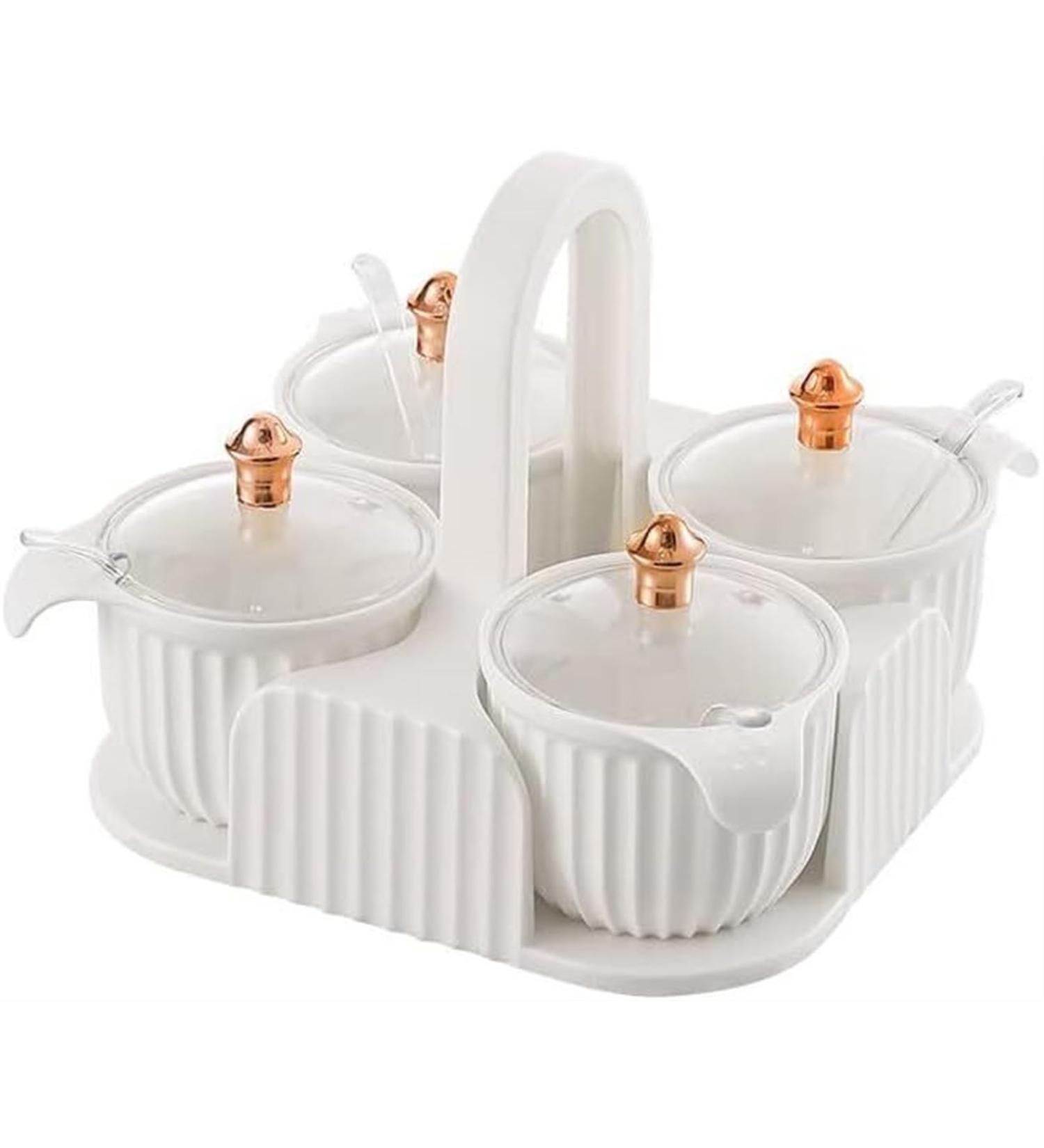 Condiment Dispenser Seasoning Box Rotating Seasoning Box for Kitchen Home Creative Condiment Jars Portable Quarter Compartment Container Simple Spice Jars ( - Buy Online on GoSupps.com