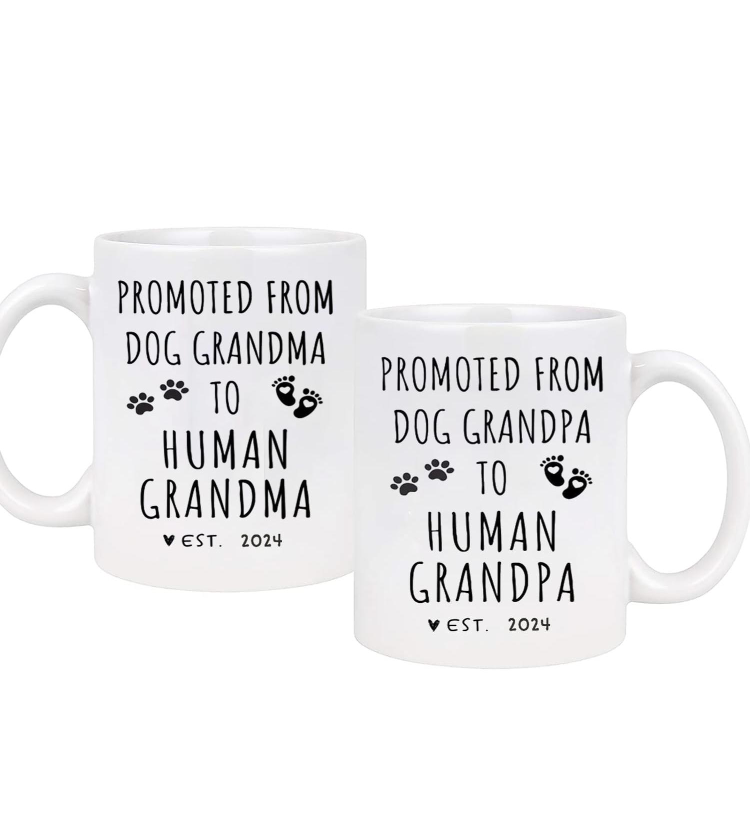 Promoted from Dog Grandparents to Human Grandparents 2024 Coffee Mug Pregnancy Announcement New Grandpa and Grandma Gift Baby Announcement Coffee Mugs - Buy Online on GoSupps.com