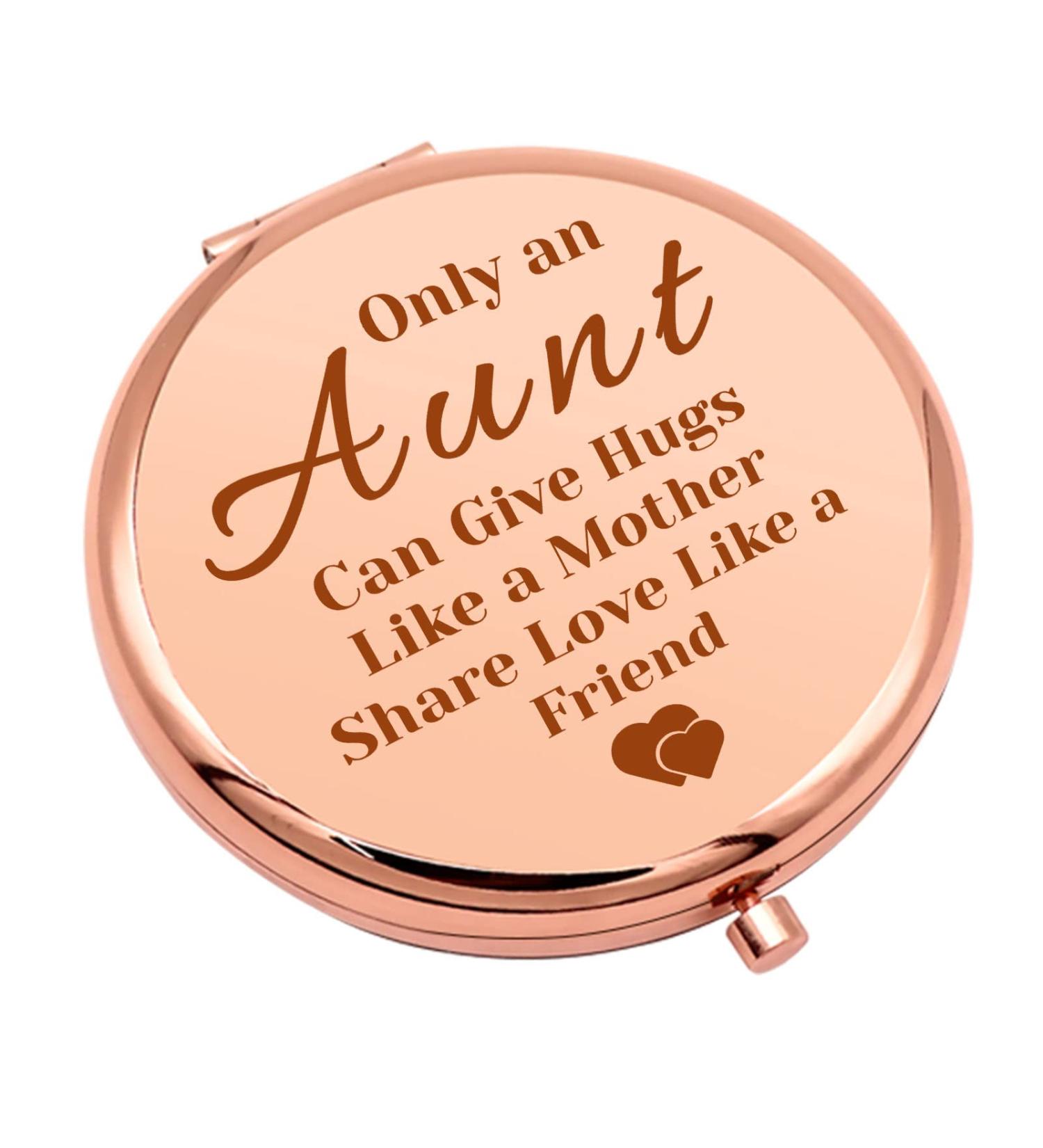 Best Aunt Ever: Rose Gold Compact Mirror - Perfect Auntie Gift for Birthday, Mother's Day, Thanksgiving or Retirement - Buy Online on GoSupps.com