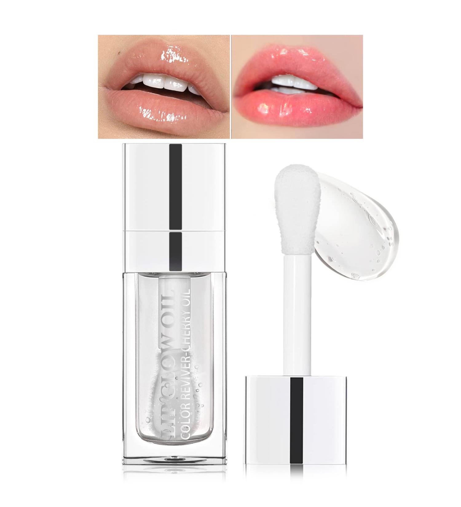 Prreal Tinted Lip Oil - Hydrating Plumping Gloss for Moisturized Lips | Clear Lip Care Oil for Dry Lips - Water Glossy Finish | Non-Sticky Shine Lip Tint (Transparent) - Buy Online on GoSupps.com
