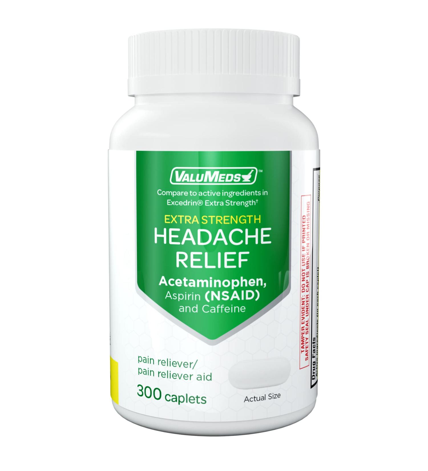 ValuMeds Extra Strength Headache Relief Caplets (300-Count) | Nonsteroidal Anti-Inflammatory Pain Reliever for Migraine, Arthritis, Muscles & Joints - Buy Online on GoSupps.com