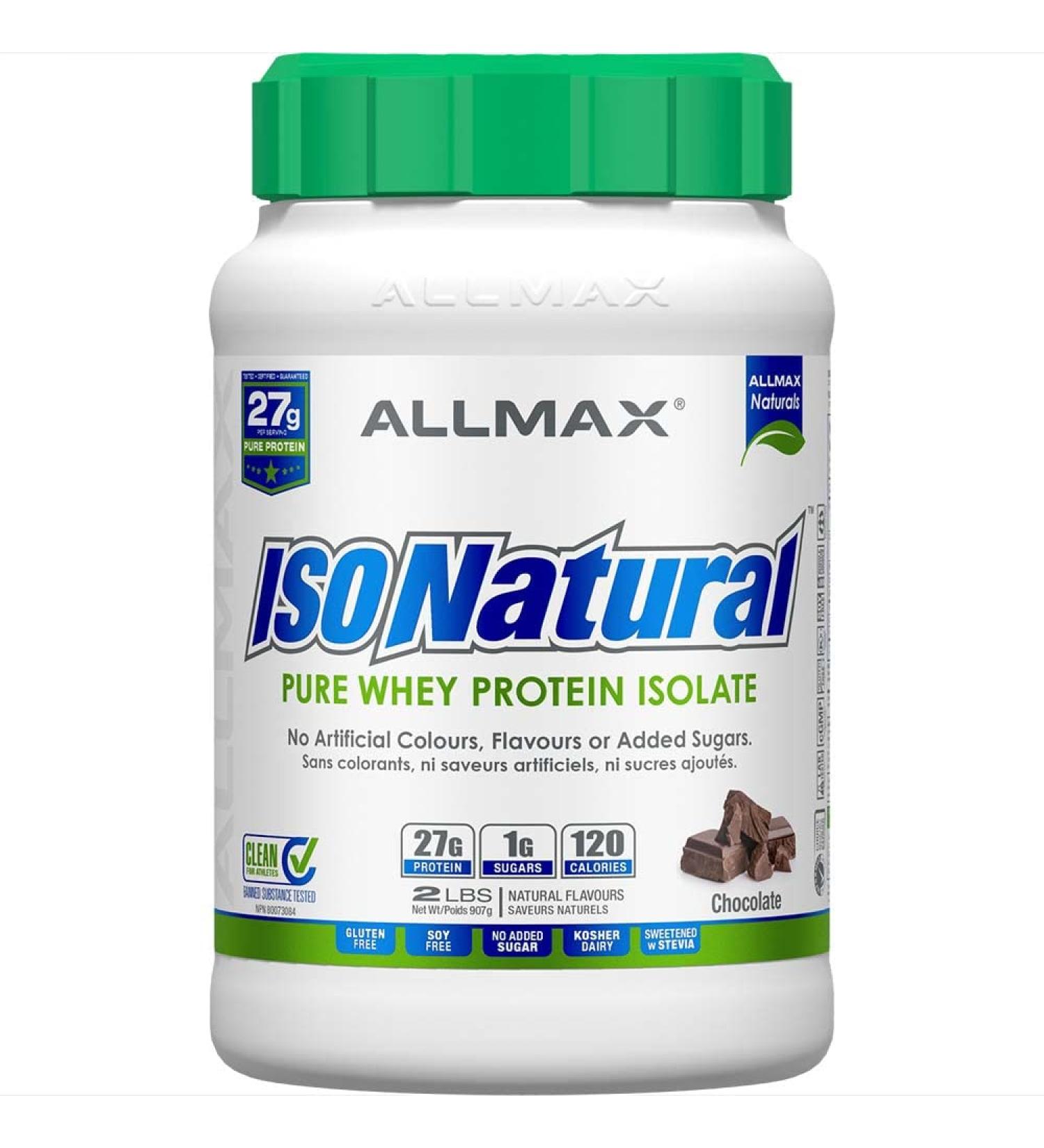 ALLMAX IsoNatural Pure Whey Protein Isolate - Chocolate 2 lbs | Premium Protein Supplement - Buy Online on GoSupps.com