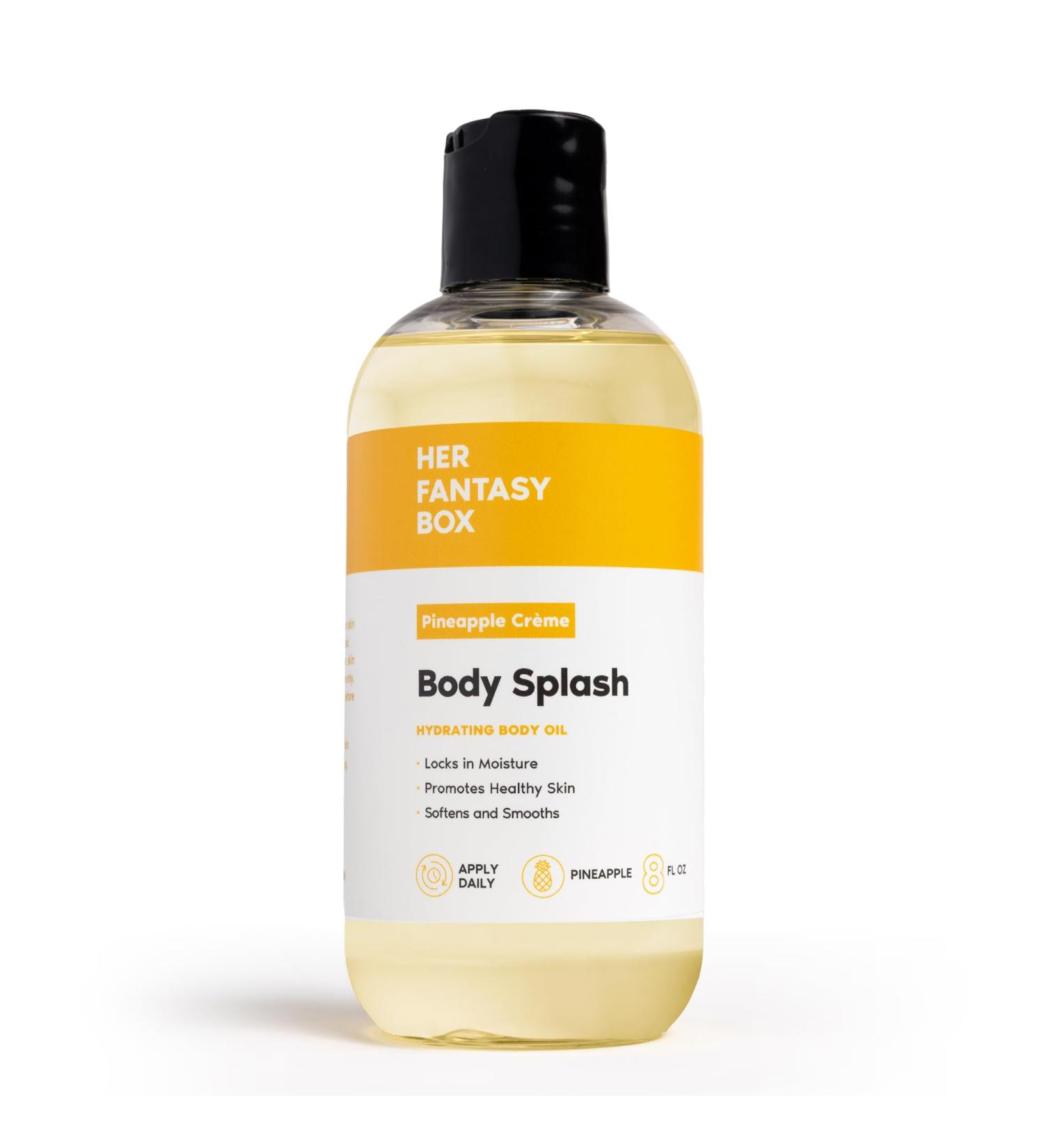 Her Fantasy Box | Body Splash Hydrating Body Oil (Pineapple Creme) - Moisturizing Non-Greasy Formula for Soft Smooth Skin - All-Natural Lightweight & Nourishing Pineapple Creme 8 Fl Oz (Pack of 1) - Buy Online on GoSupps.com