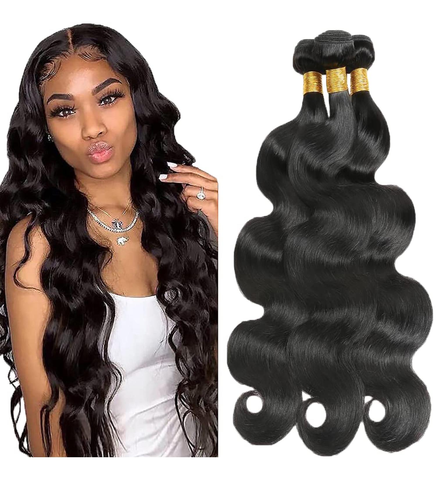 12 Inch Brazilian Virgin Hair Bundles - Body Wave 3 Bundles, Natural Black Color, 8A Grade, Double Weft Weave Extensions for Black Women - Buy Online on GoSupps.com