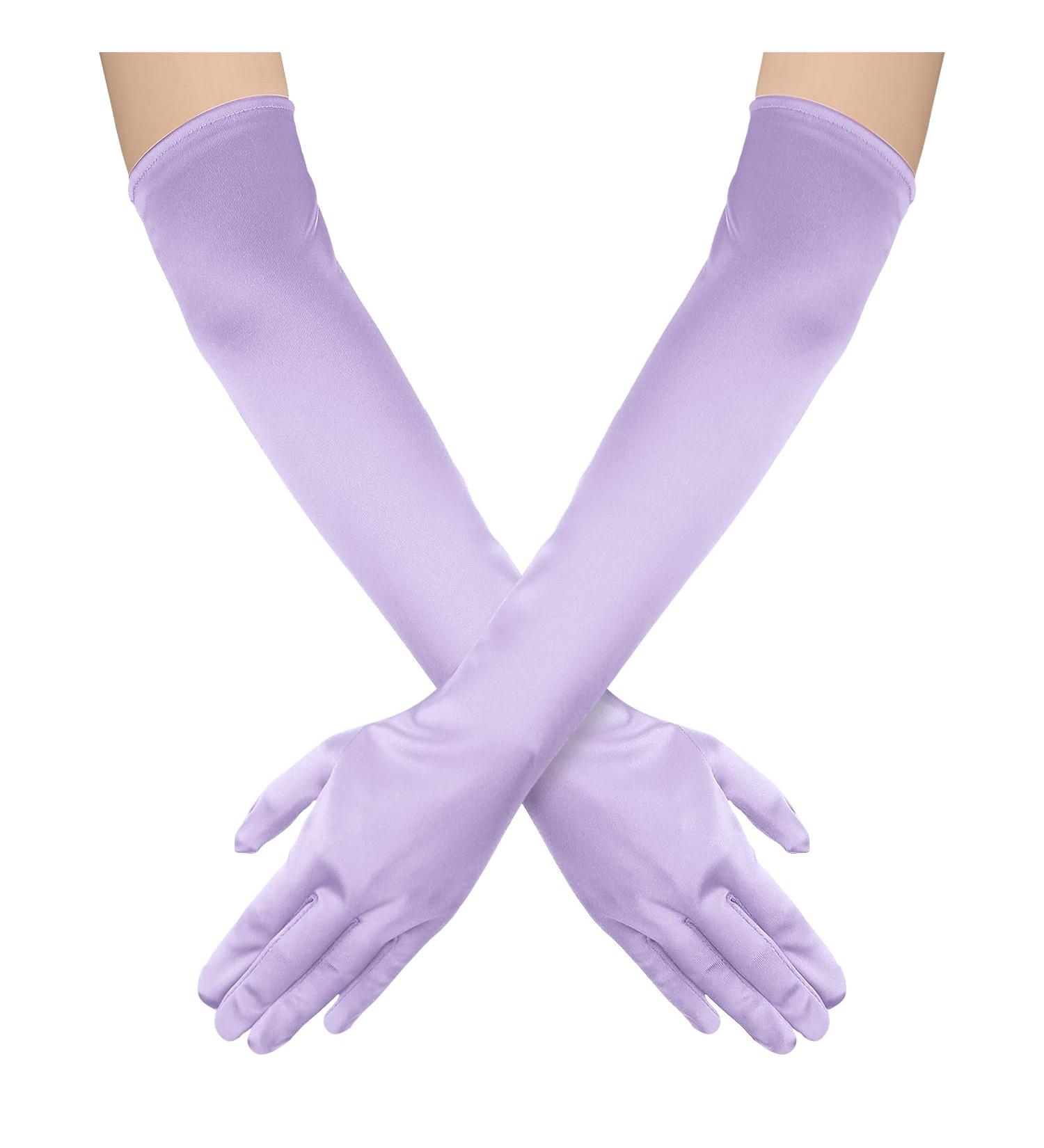 NQEUEPN Women Long Gloves Long Elbow Satin Gloves 21" Stretchy 1920s Opera Gloves Hand Care Moisturizing Gloves for Women Girls Evening Party Dance (Light Purple) - Buy Online on GoSupps.com