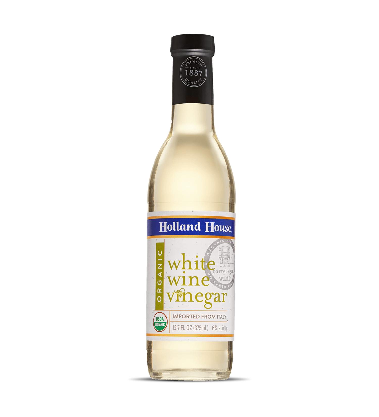 Holland House Organic White Wine Vinegar - 12 FL OZ - Ideal for Marinades, Vinaigrettes, and Cooking - Buy Online on GoSupps.com