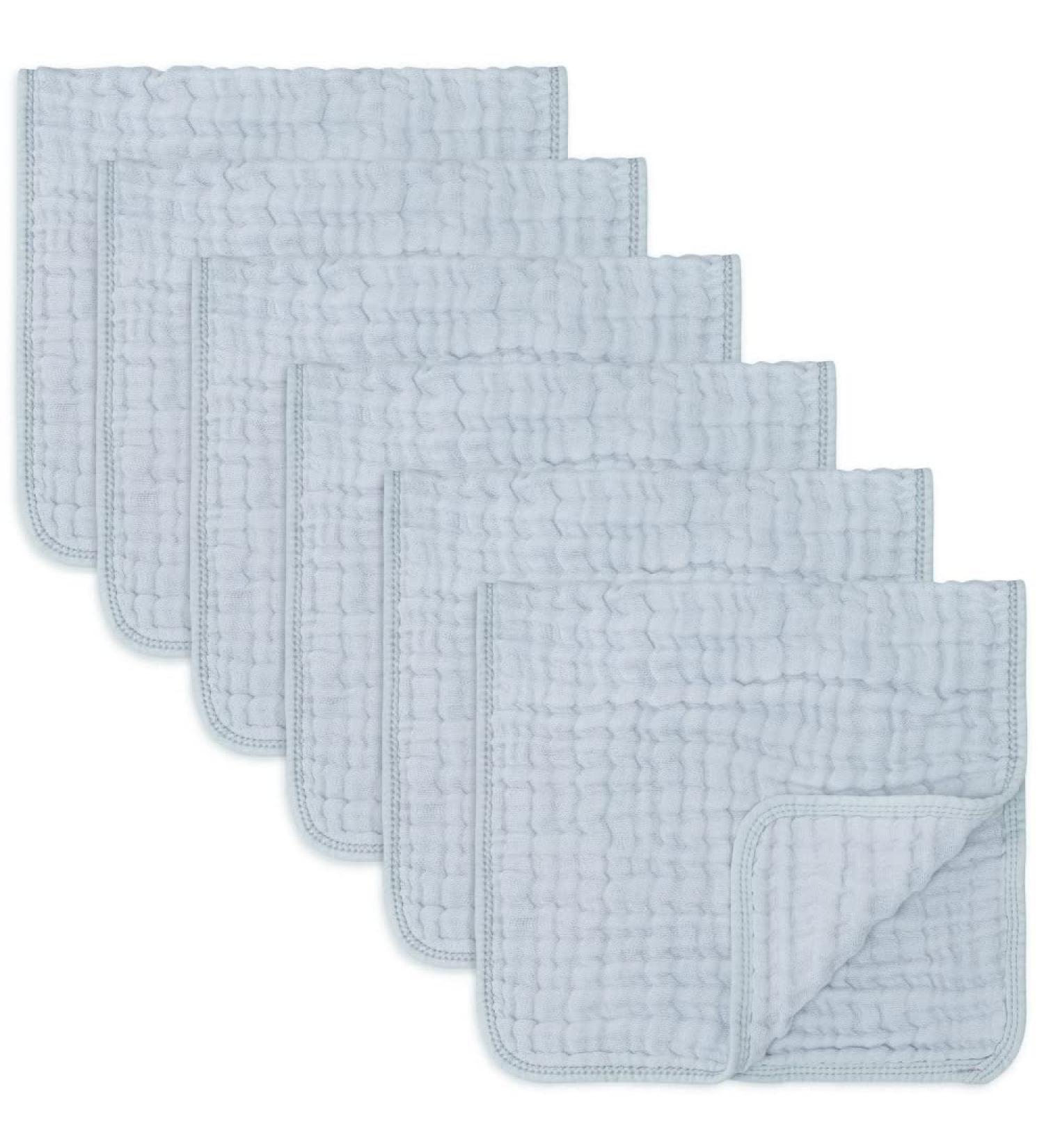 Comfy Cubs Muslin Spitting Towels - 6 Large 100% Cotton Hand Washcloths | Extra Absorbent & Soft Slate Pack - Buy Online on GoSupps.com