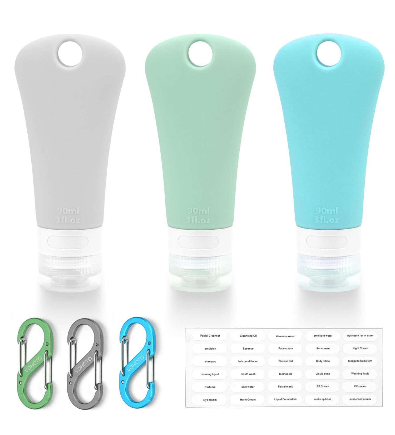 Travel Bottle Set for Toiletries - Leak-Proof Silicone (3 PCS 3 oz) - BPA-Free Refillable Squeezable Accessories for Shampoo Lotion & Cosmetics - Buy Online on GoSupps.com