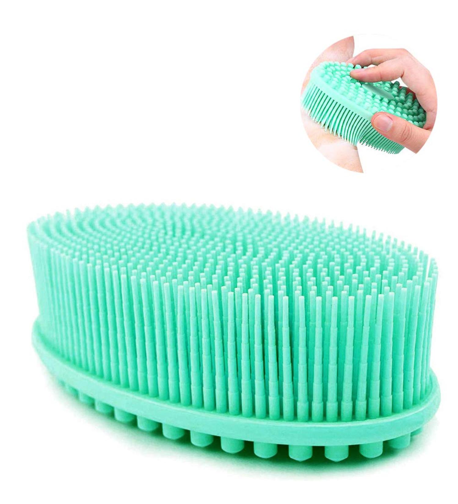 GBSTORE Green Exfoliating Silicone Shower Body Brush - Eco-Friendly, Easy to Clean, Long Lasting, Hygienic | Lathers Well - Buy Online on GoSupps.com
