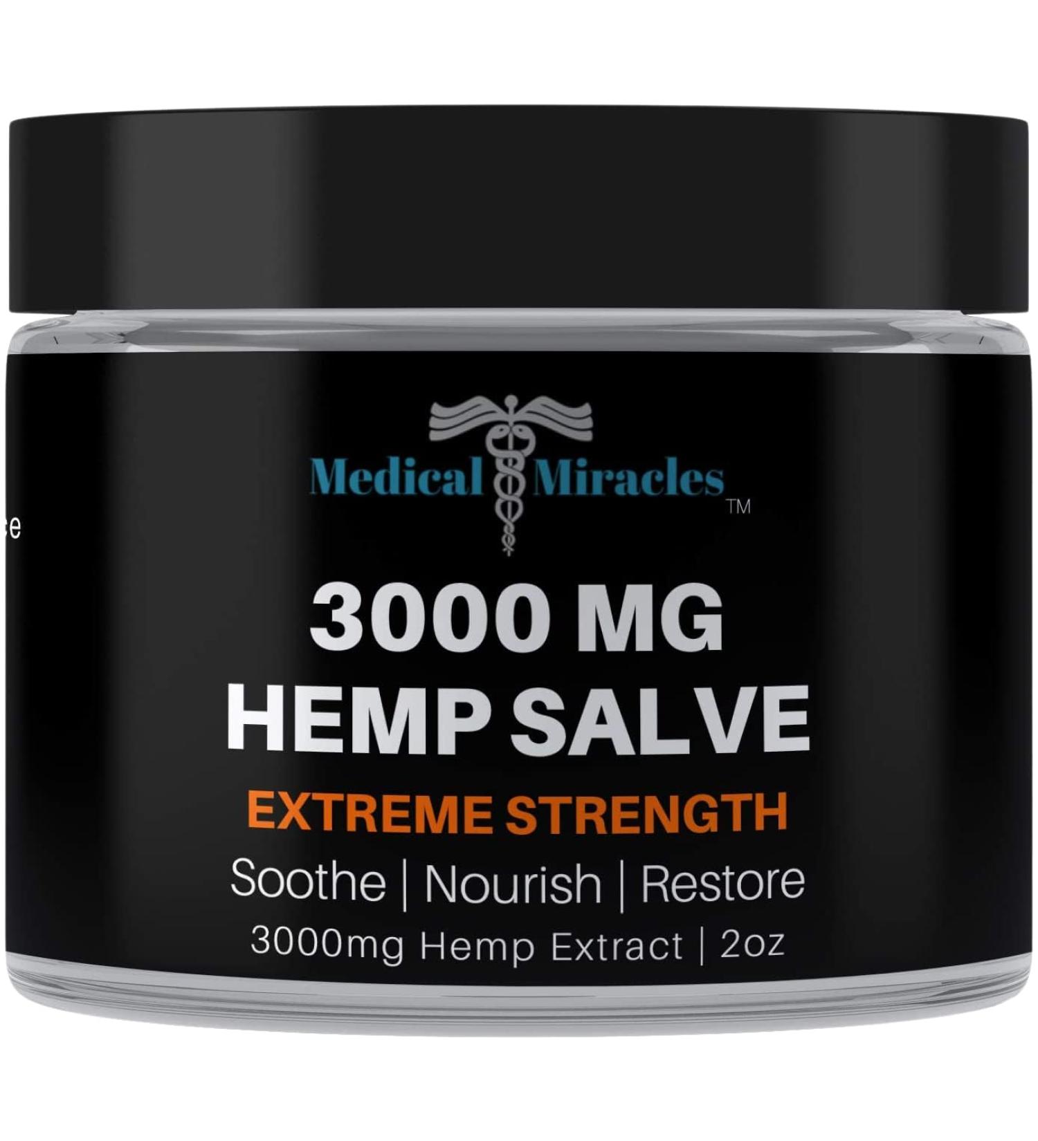 Medical Miracles Hemp 3000 Mg Extreme Strength Hemp Salve : Ideal for HIPS Joints Neck Back Elbows Fingers Hands and Knees Made in USA - Buy Online on GoSupps.com
