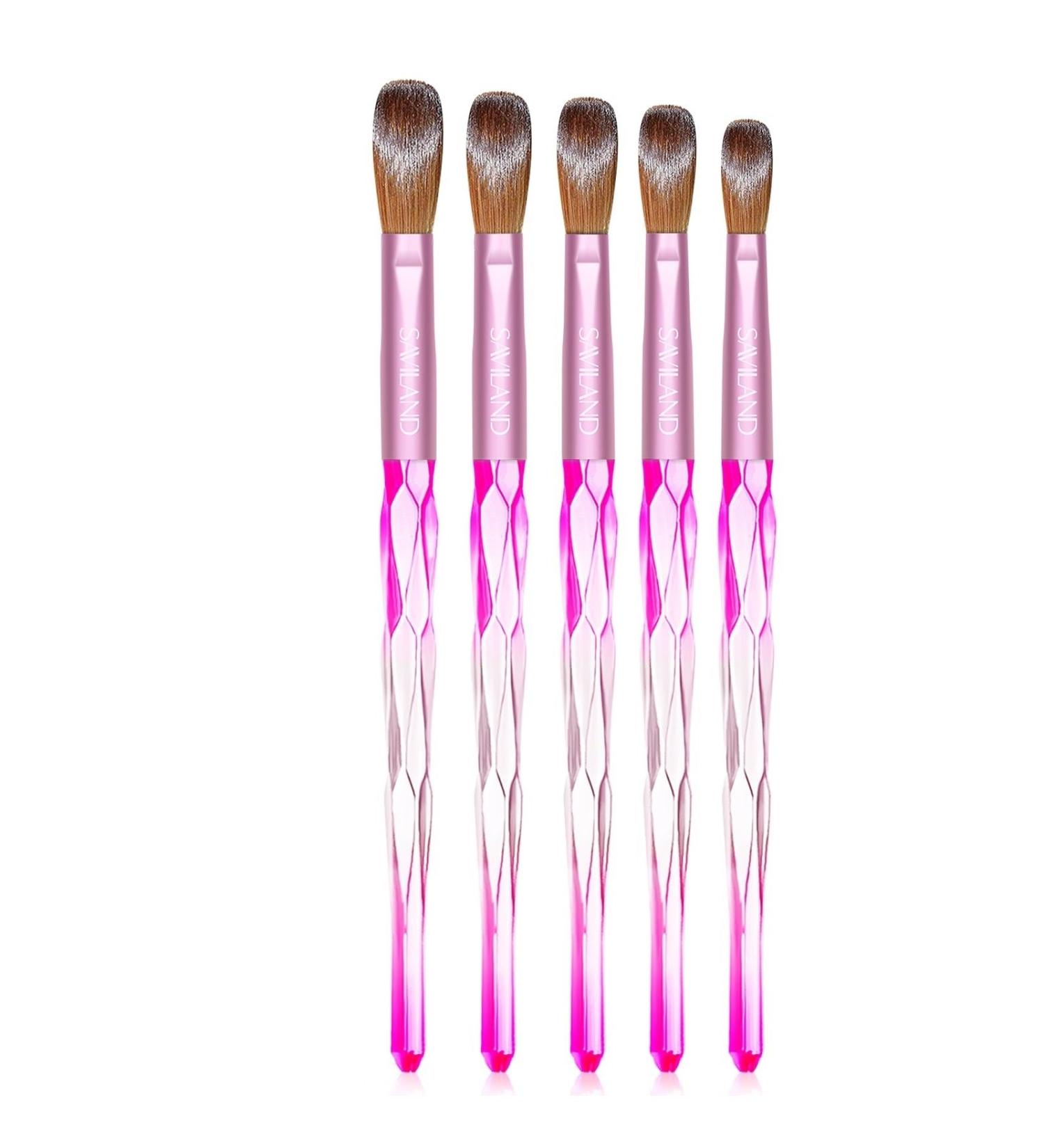 Saviland 5 PCS Kolinsky Acrylic Nail Brush Set - Professional Brushes for Acrylic Nails - Pink Nail Brushes for Acrylic Powder & Liquid Extension - Size 4/8/10/14/16 - Buy Online on GoSupps.com