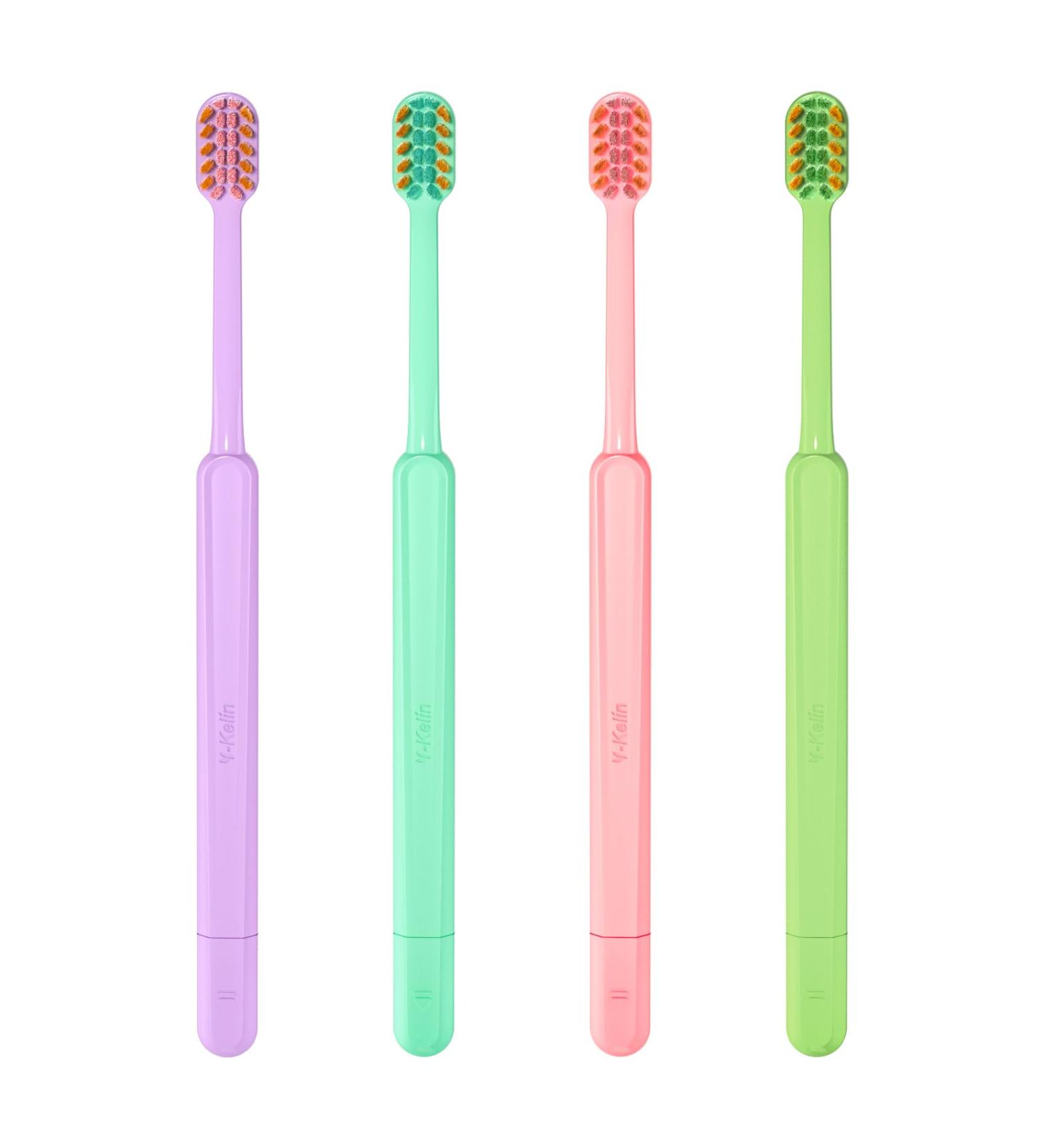 Y-Kelin Orthodontic Toothbrush 4 Pack | U-Shaped Soft Brush Head with Protective Covers for Effective Oral Care - Buy Online on GoSupps.com