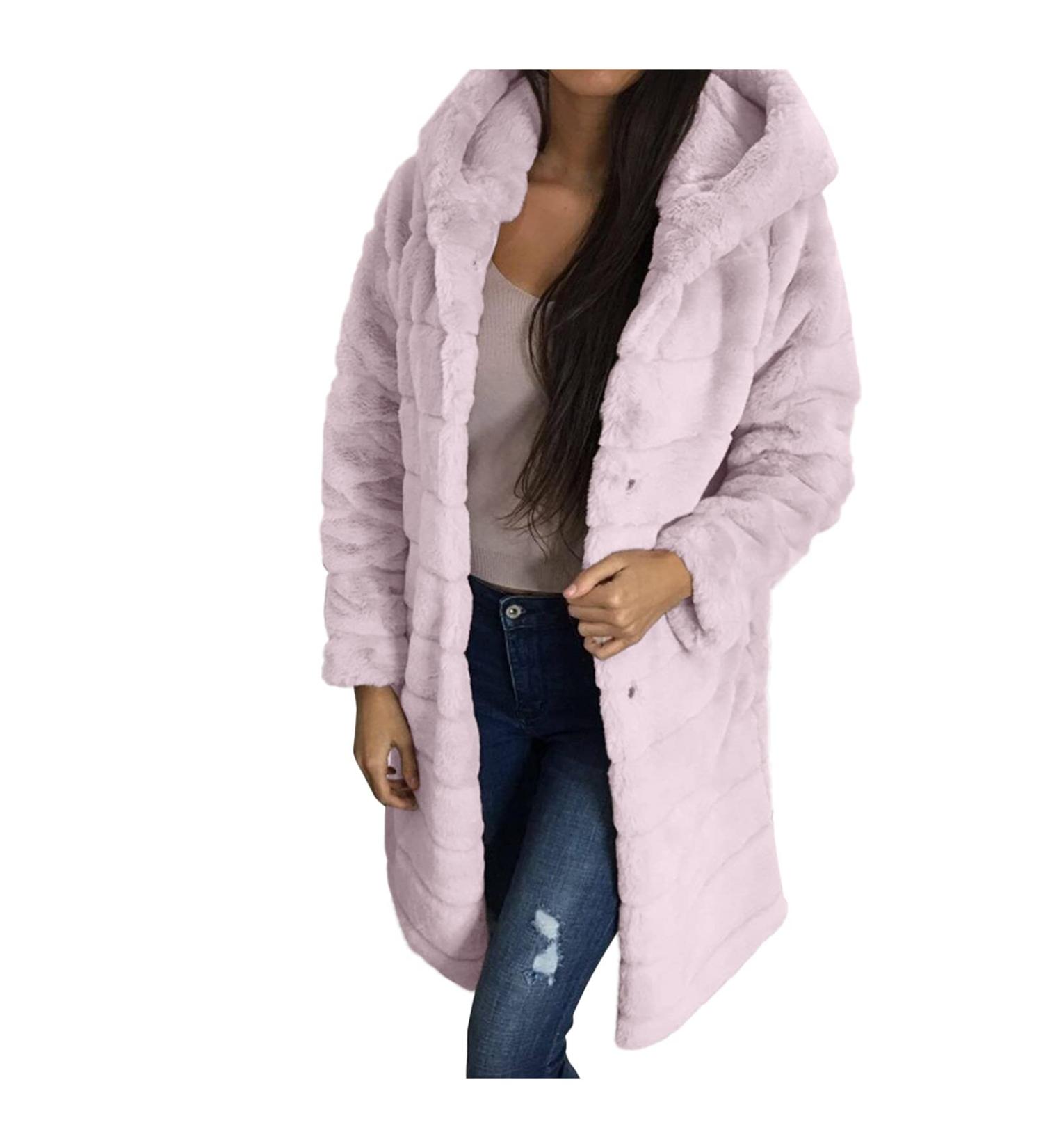 Hanxiulin Women s Oversized Warm Fleece Jacket - Dual-Sided Cozy Transition Coat with Hood - Lightweight Outdoor Stepp Jacket in Light Pink - Buy Online on GoSupps.com