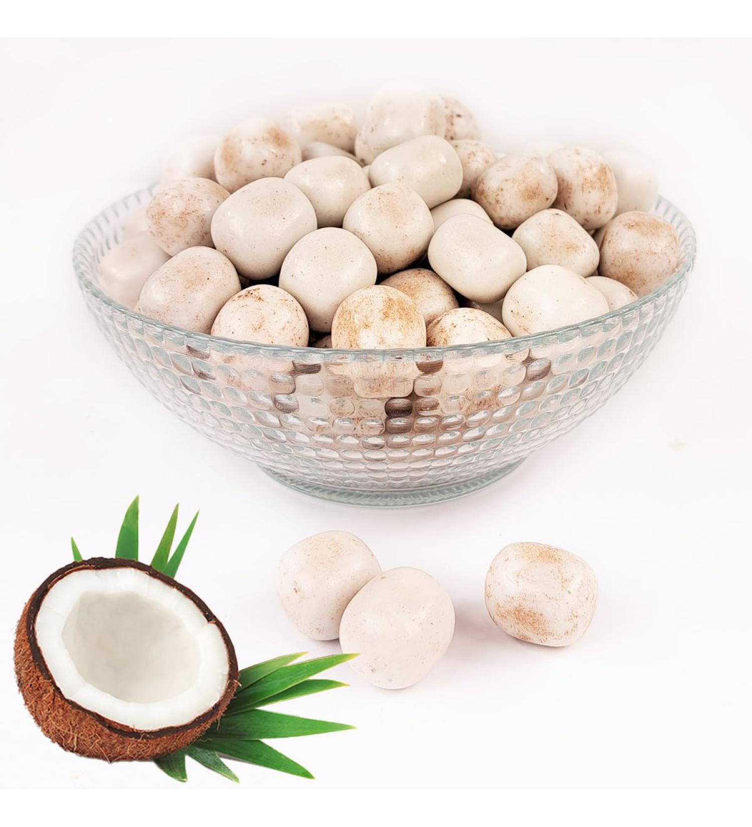 Chocolate coated coconut dragees 1 kg white speckled - cheap quality - about 290 dragees - Handmade in France …