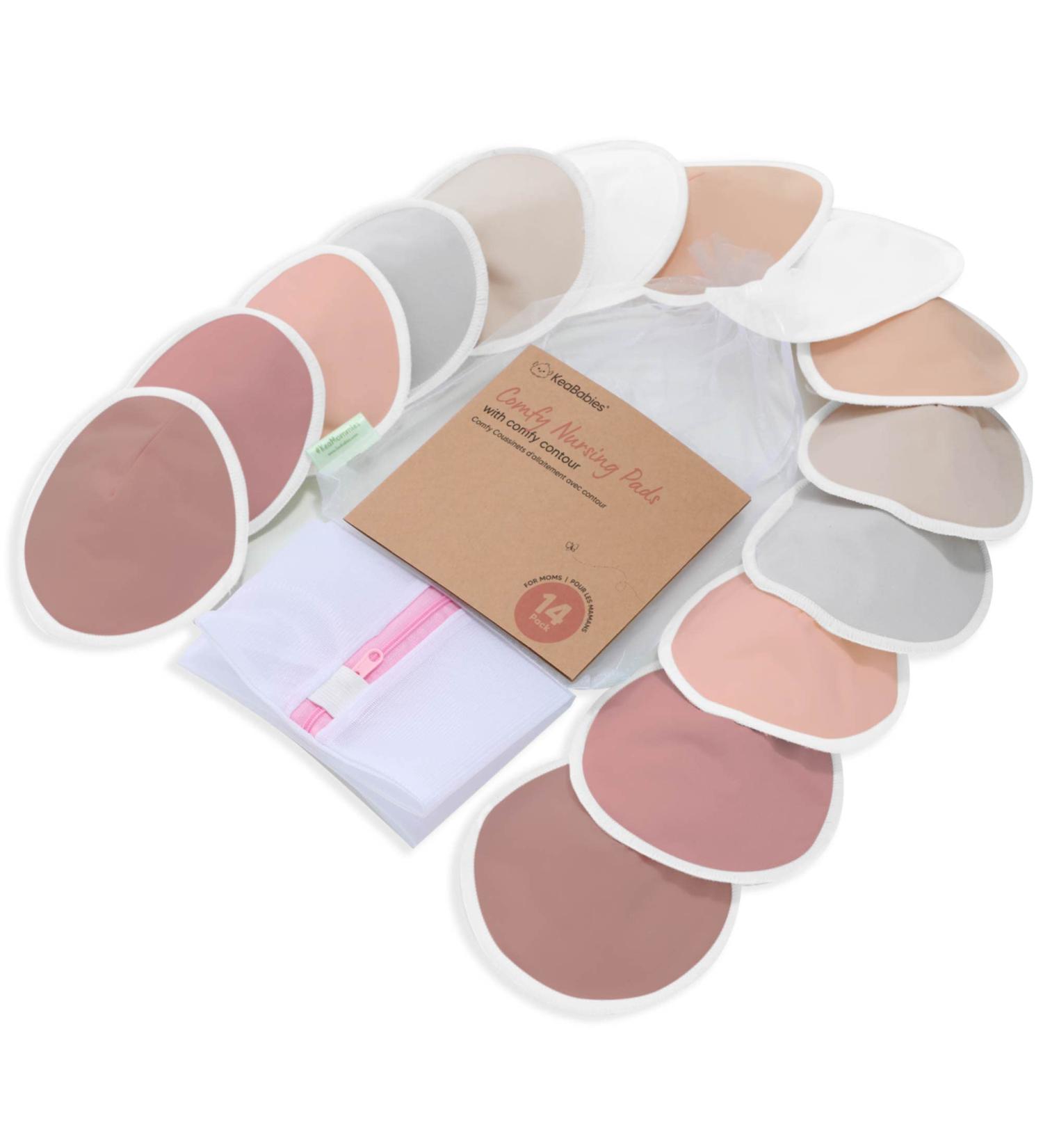 Organic Bamboo Nursing Breast Pads - 14 Washable Pads + Wash Bag - Breastfeeding Nipple Pad for Maternity - Reusable Nipplecovers for Breast Feeding (Lovelle  Large 4.8") Lovelle Large 4.8" - Buy Online on GoSupps.com