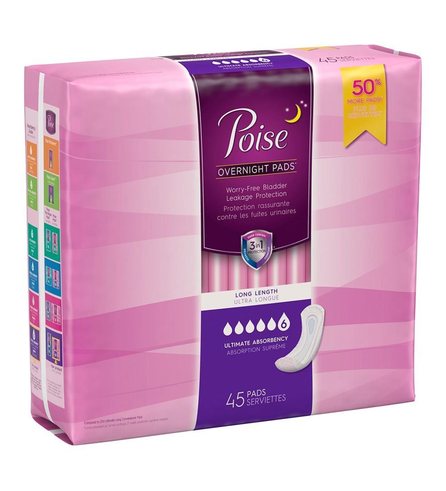 Poise Pads Ultimate Absorbency Long, Case/90 (2 bags of 45)