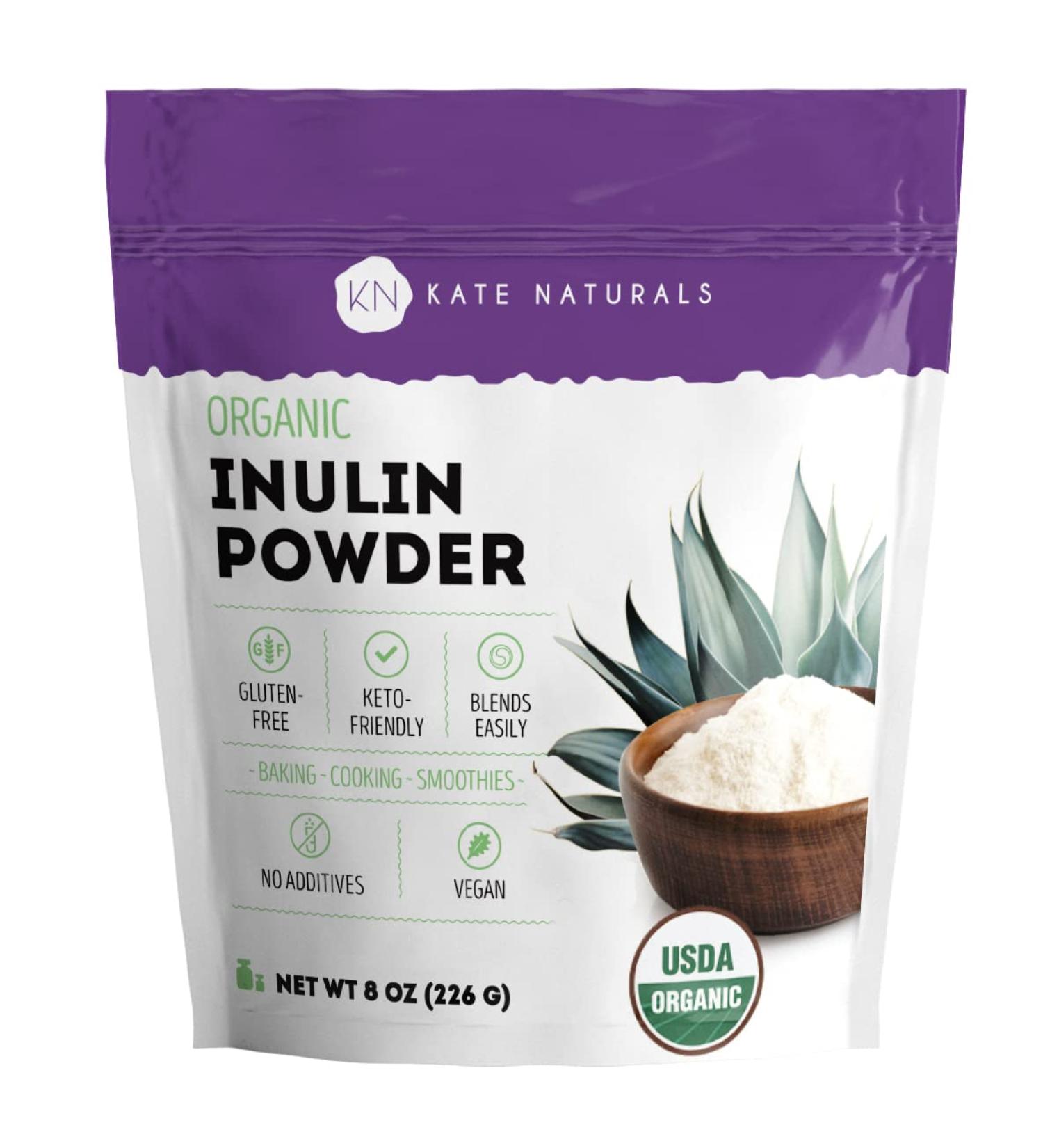 Kate Naturals Inulin Powder Organic from Blue Agave (8oz) Soluble Prebiotic Fiber for Coffee Yogurt & Smoothies 8 Ounce (Pack of 1) - Buy Online on GoSupps.com