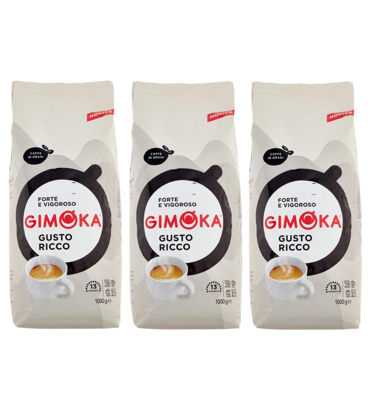 Gimoka Ricco Caff Set of 3 Grani Coffee Makers Roasted Coffee Bean Blend 1 kg - Buy Online on GoSupps.com