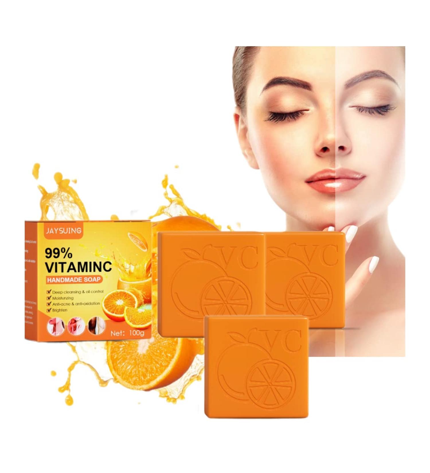 TMEEIHNSS 3PCS Vitamin C Soap Set - Handmade Orange Organic Soap for Face & Body - Buy Online on GoSupps.com