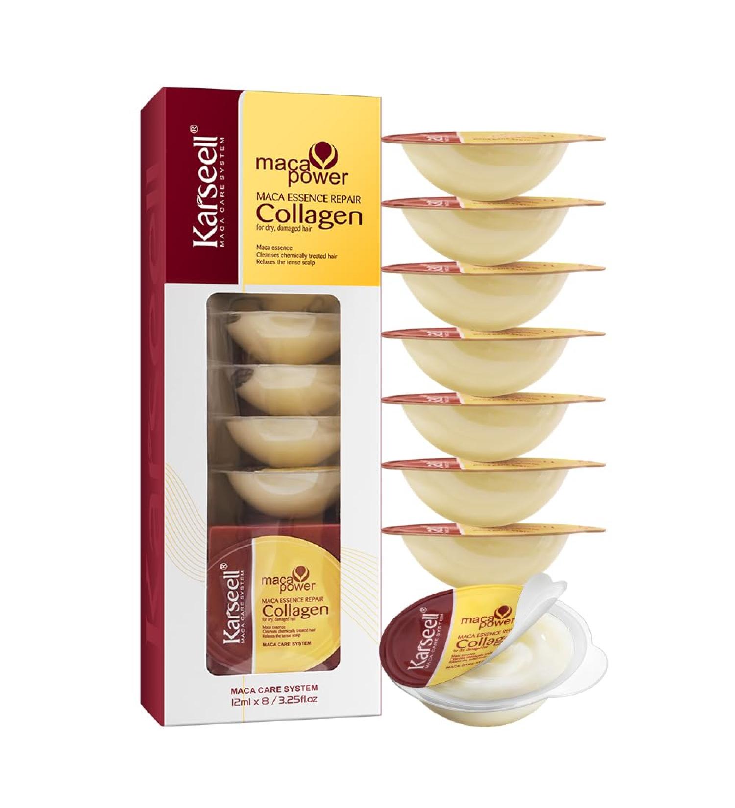 Karseell Karseell Collagen Hair Mask 12ml x 8 Pcs Maca Essence Hair Mask Deep Repair for Dry and Damaged Hair All Hair Types - Buy Online on GoSupps.com