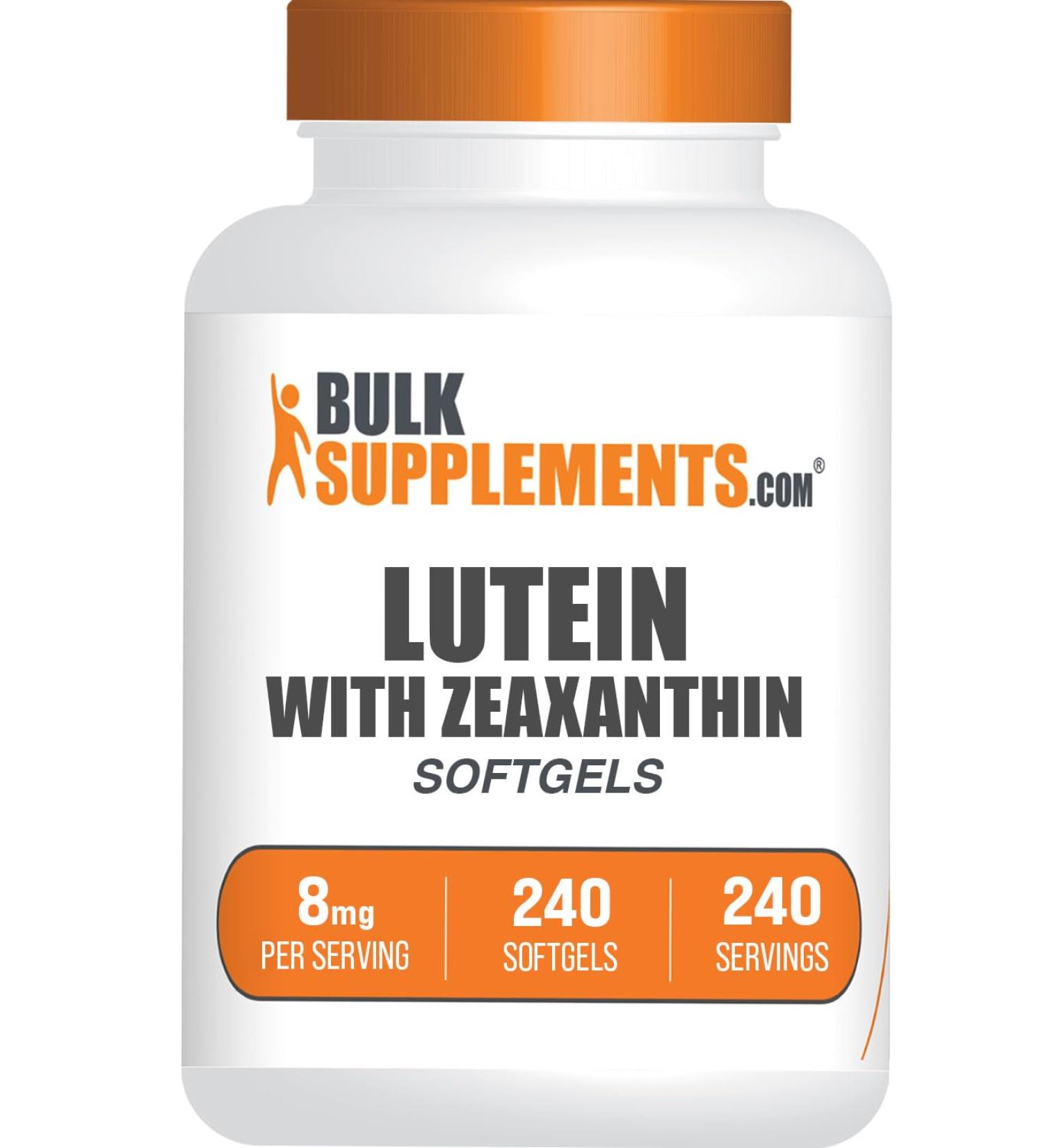 BulkSupplements.com Lutein with Zeaxanthin Softgels - Zeaxanthin Plus Lutein Lutein and Zeaxanthin Supplements Eye Vitamins - Gluten Free 1 Softgel per Serving 240 Softgels 240 Count (Pack of 1) - Buy Online on GoSupps.com