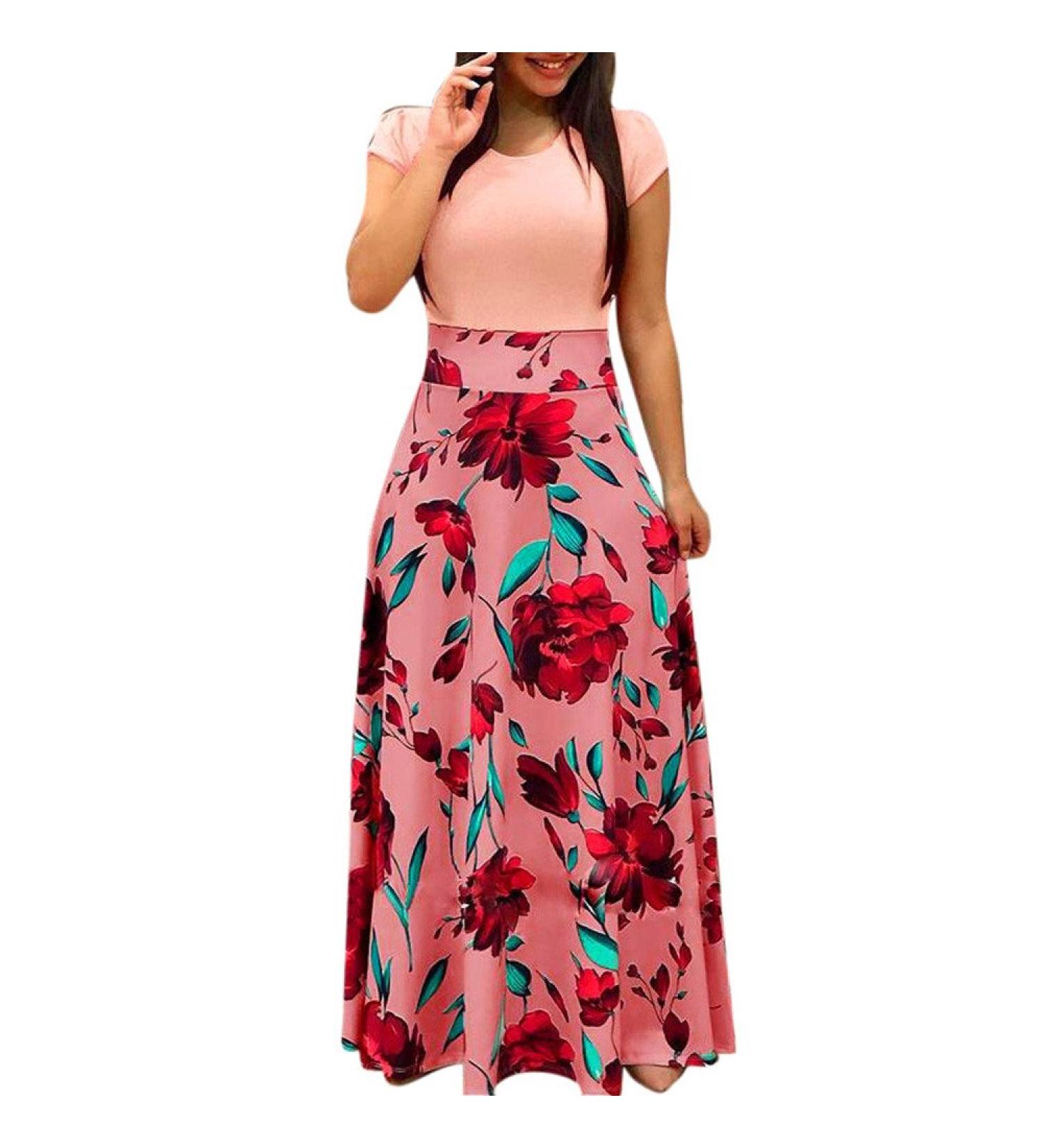 Martmory 2023 Spring Dresses Plus Size Boho Floral Maxi Dress - Pink, Small - Buy Online on GoSupps.com
