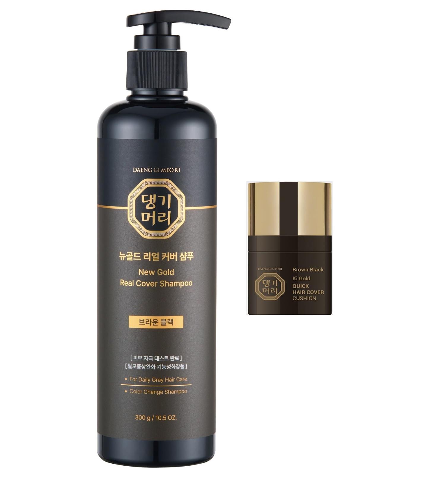 Daeng Gi Meo Ri Gold Shampoo & Ki Gold Hair Cover Cushion - Korean Hair Care for Gray Hair Darkening & Coverage - Buy Online on GoSupps.com