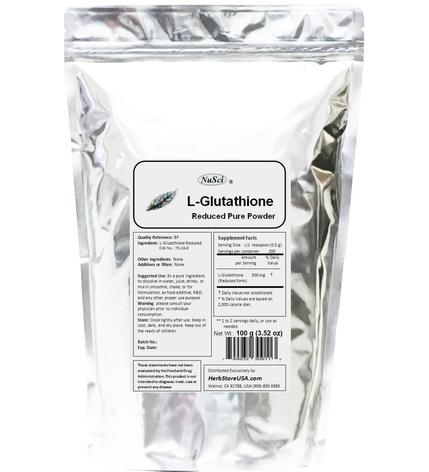 L-Glutathione Reduced Powder Powerful Antioxidant Immune Support (100 Grams (3.52 oz)) 100 Gram (3.52 Ounce)