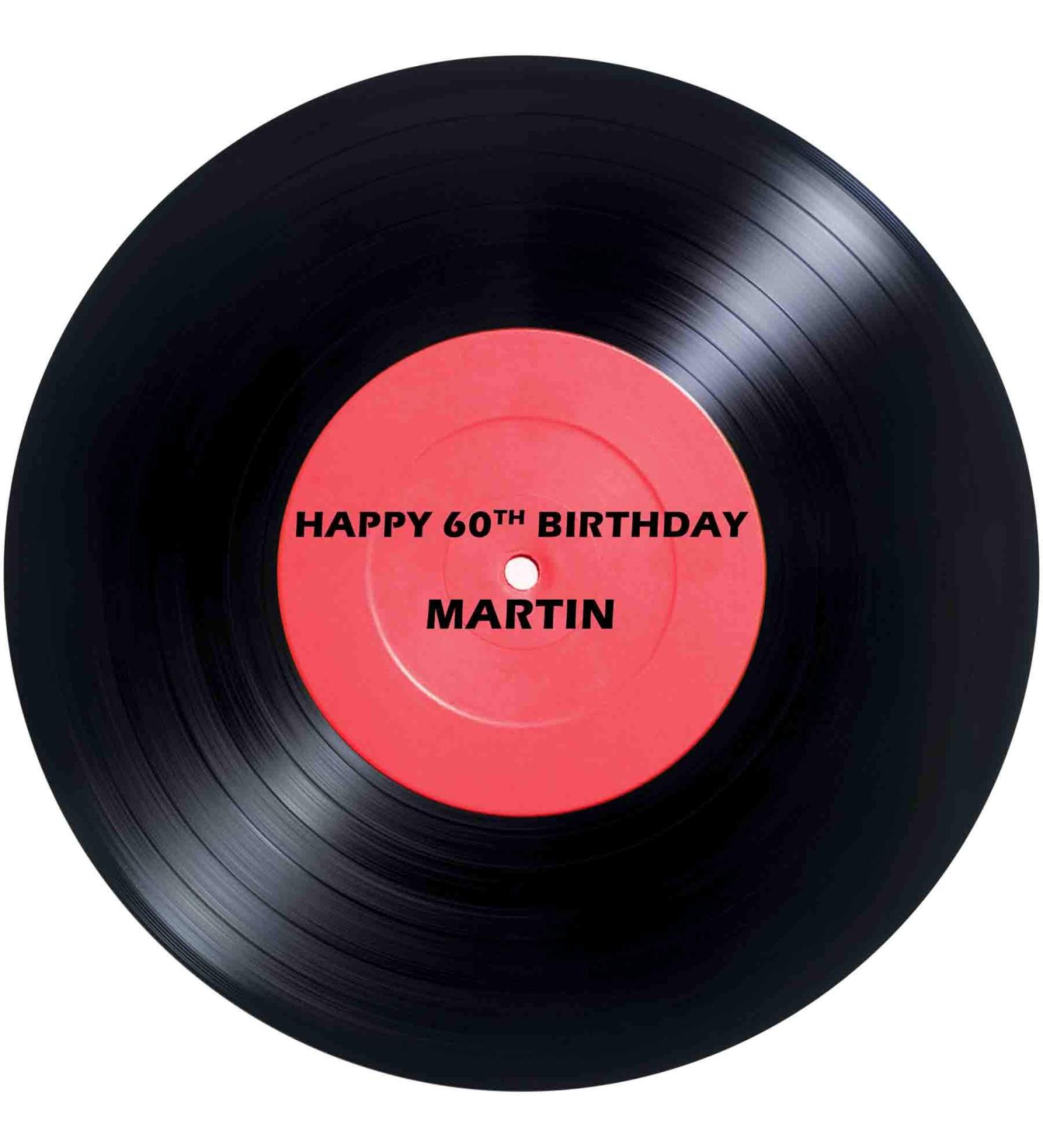 Record Cake topper Personalised Edible Icing Round (up to 8") 7.5"