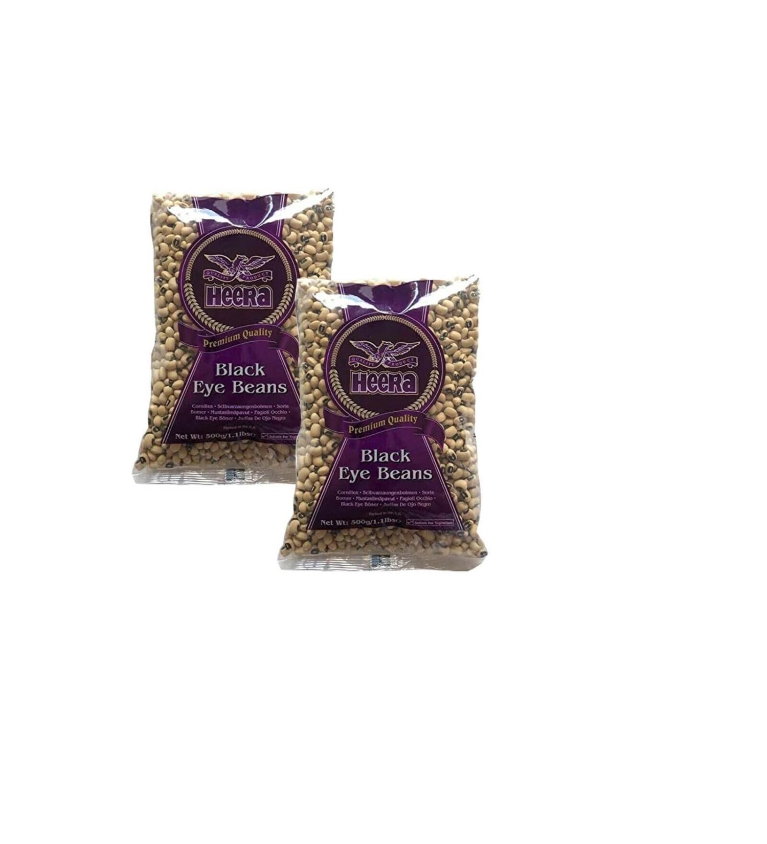Heera Black Eye Beans 500 Gram - Popular Ingredient In Traditional Indian Cuisine - Can Be Used In Variety Of Dishes (Pack of 2) 500.00 g (Pack of 1)