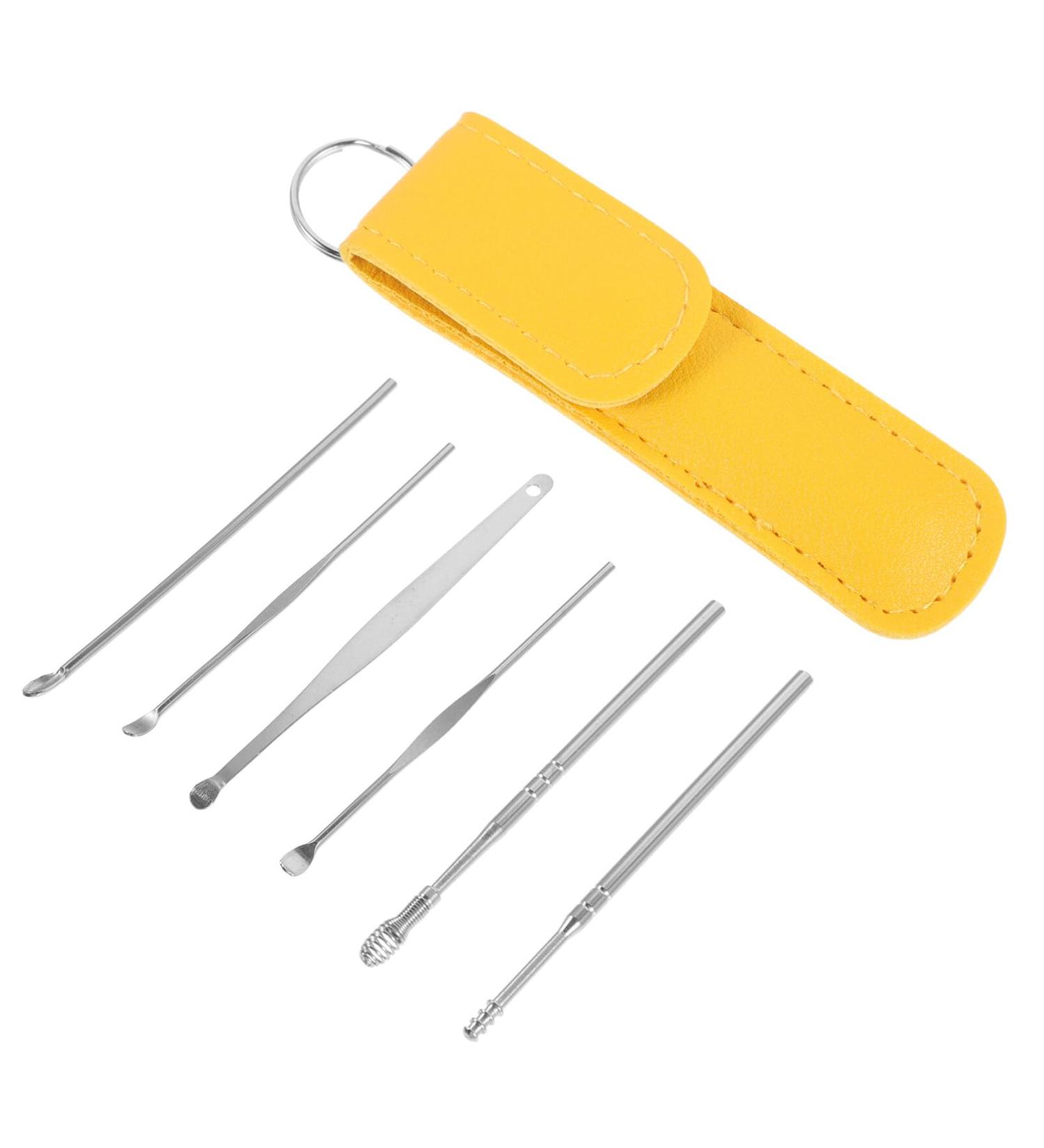 Healvian Ear Wax Removal Kit - 6pcs Stainless Steel Ear Cleaning Tools with Leather Storage Bag - Buy Online on GoSupps.com