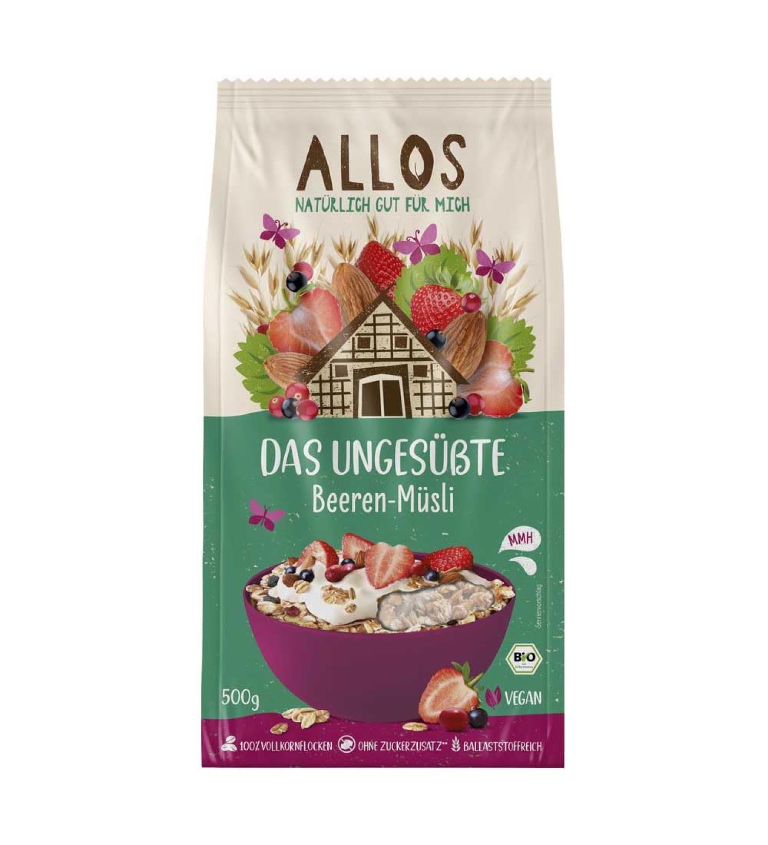 Allos The unsweetened berry muesli 500 g 5pack