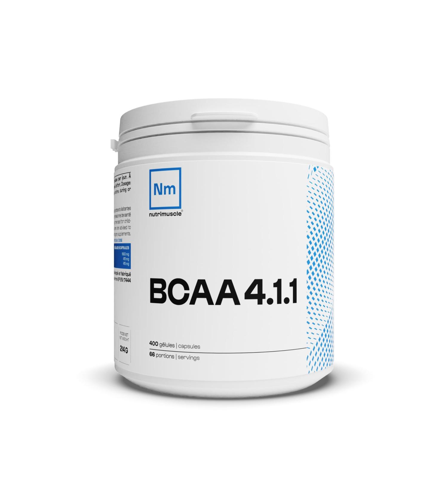 BCAA 4.1.1 Pre-Workout | Powerful Booster Leucine Overdosed Non-GMO Dietary Supplement Bodybuilding & Fitness | Nutrimuscle | 400 Capsules - Buy Online on GoSupps.com