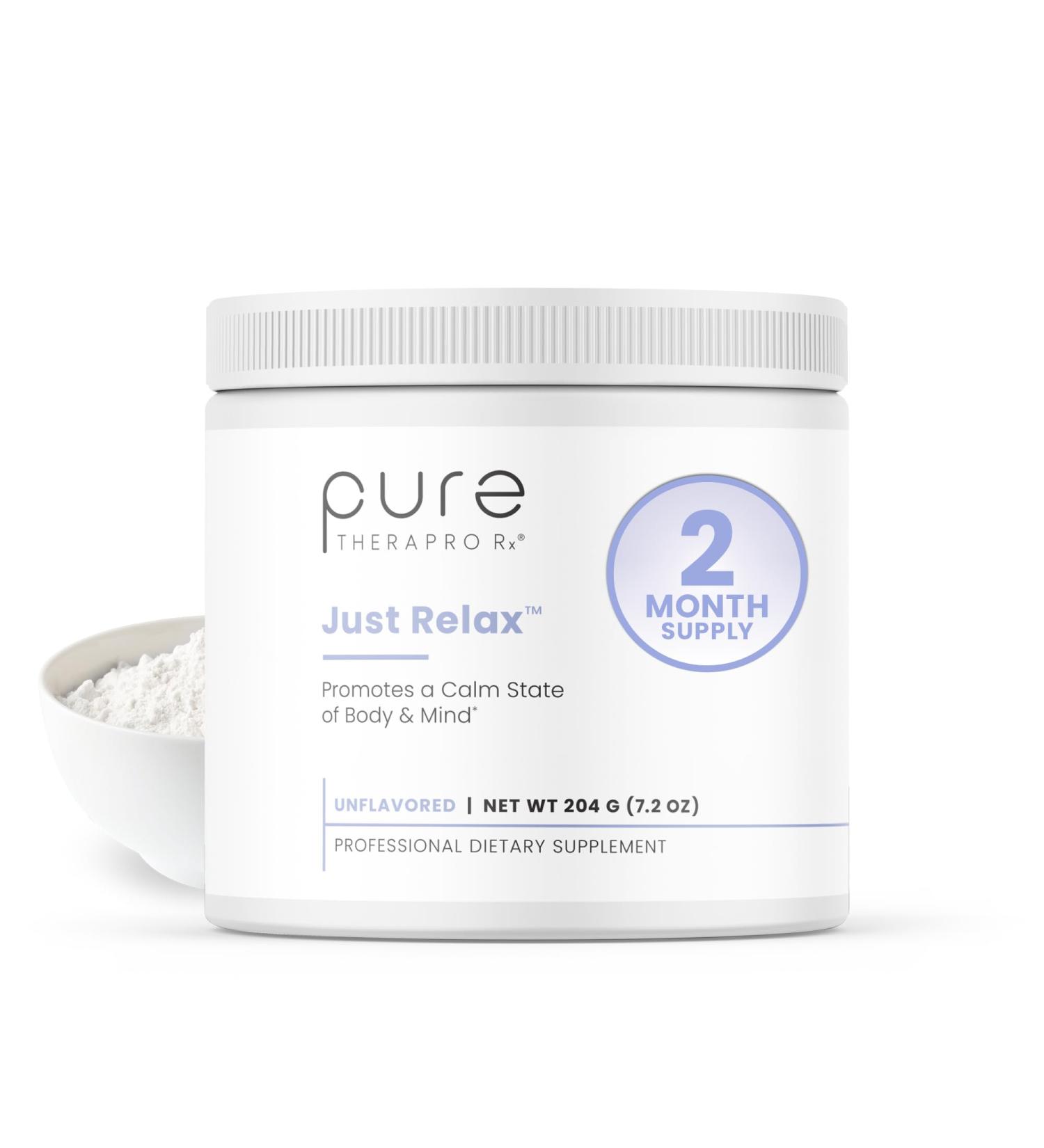 Pure Therapro Rx Just Relax Unflavored - 60 Servings | Supports Relaxed Mood & Healthy Blood Pressure | Myo-inositol Di-Magnesium Malate GABA Taurine & L-Theanine Unflavored 7.2 Ounce (Pack of 1) - Buy Online on GoSupps.com